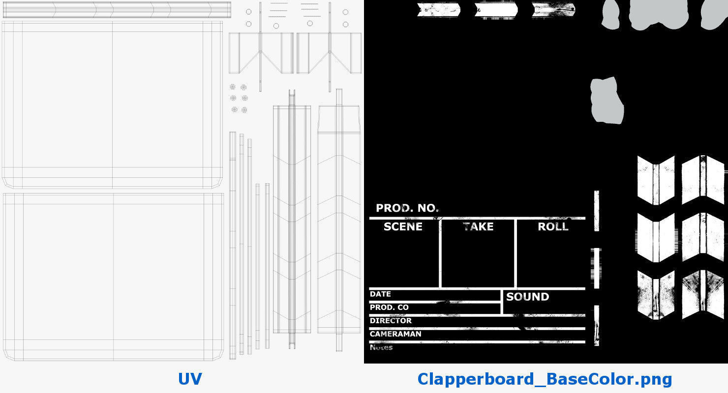 Clapperboard Textured 3D model_8