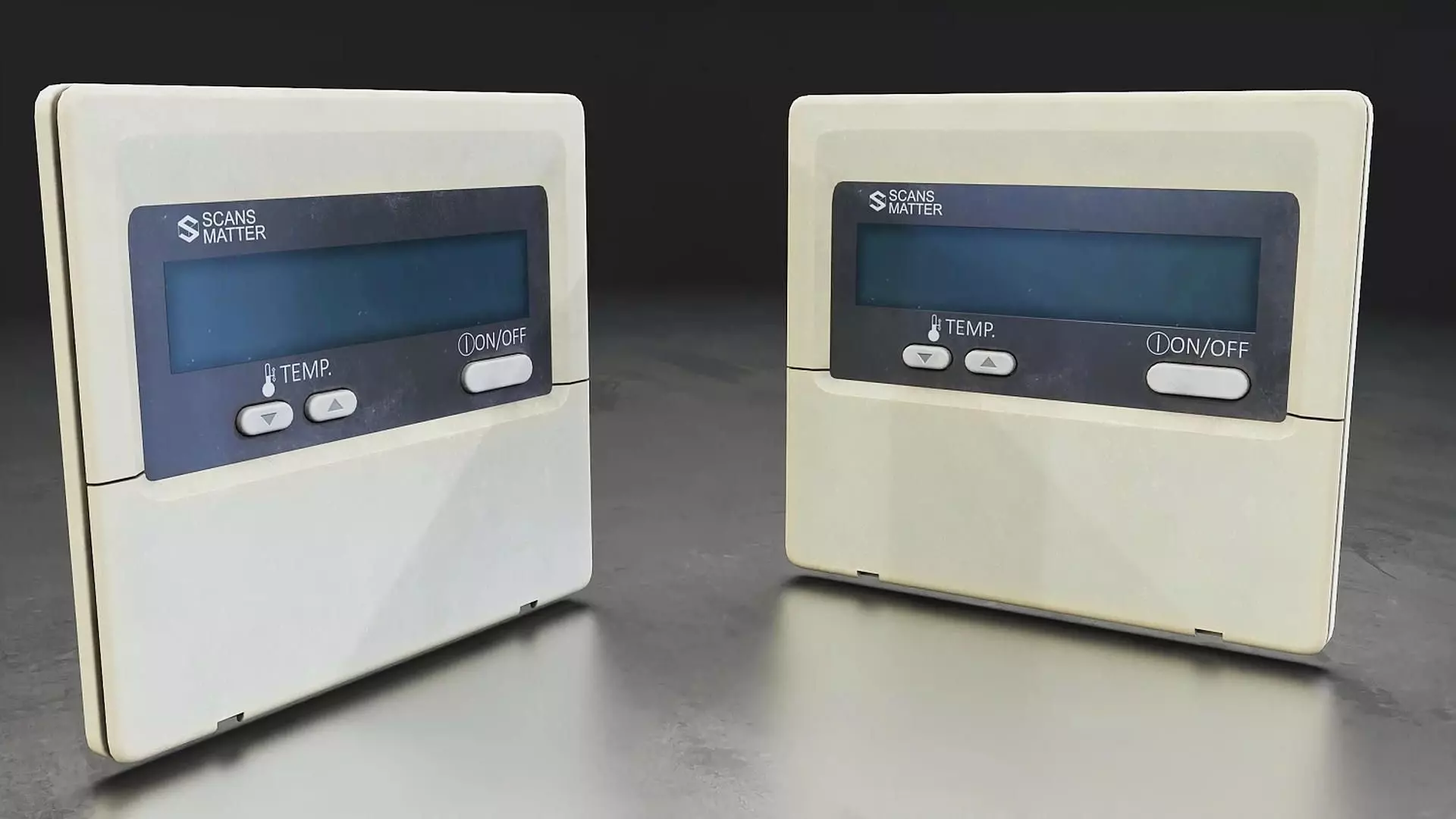 Wall Mounted Thermostat Controller Low-poly 3D model