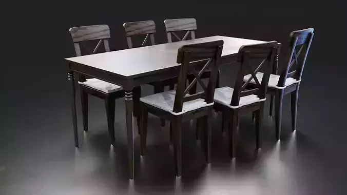Dining set table and chairs free 3D model | CGTrader