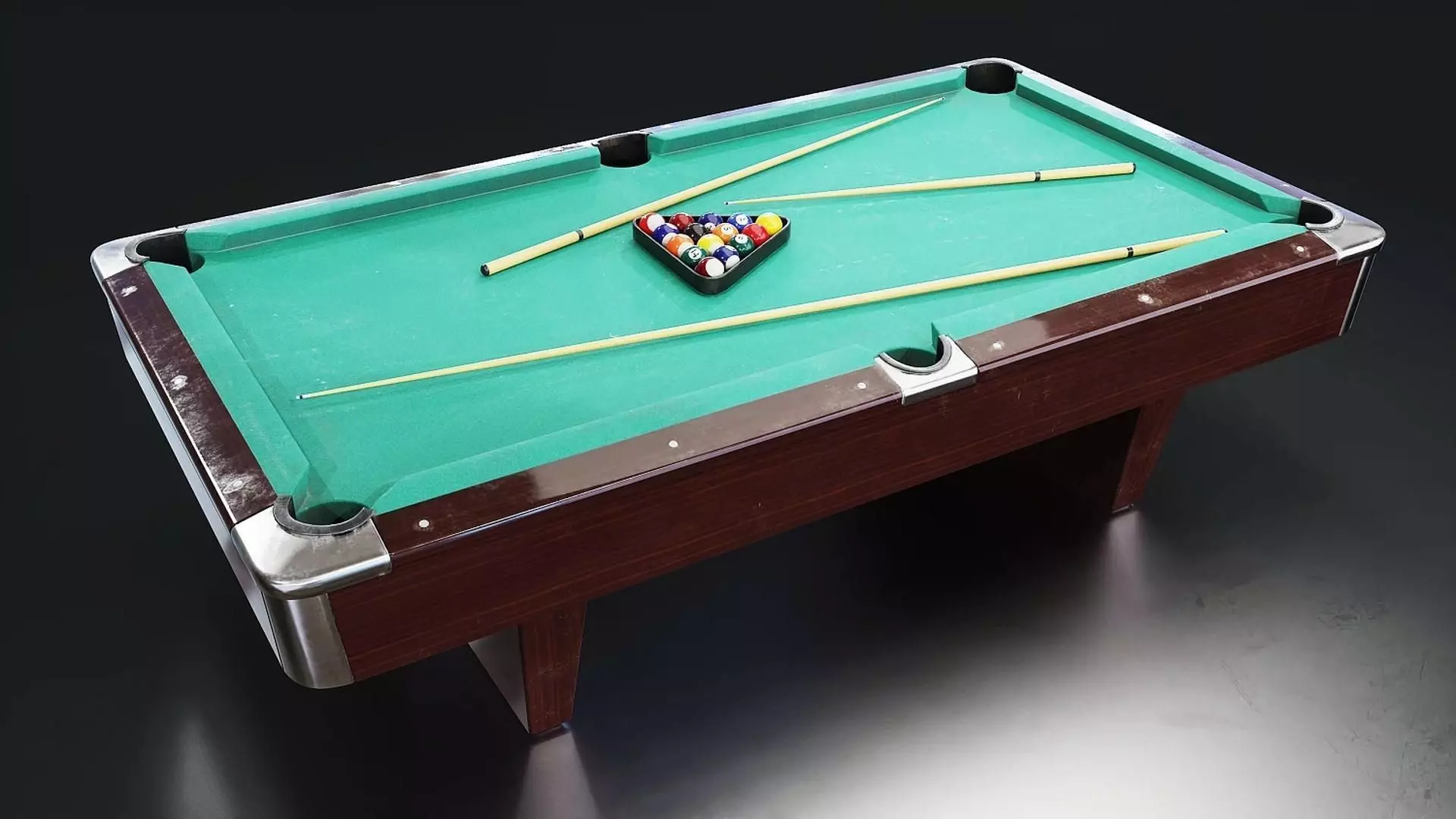 Billiards Pool Table Set Low-poly 3D model