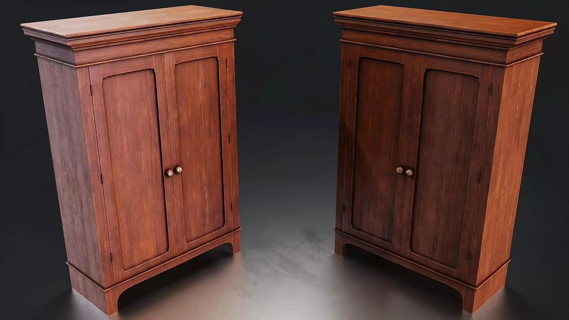 Classic Wooden Cabinet Low-poly 3D model
