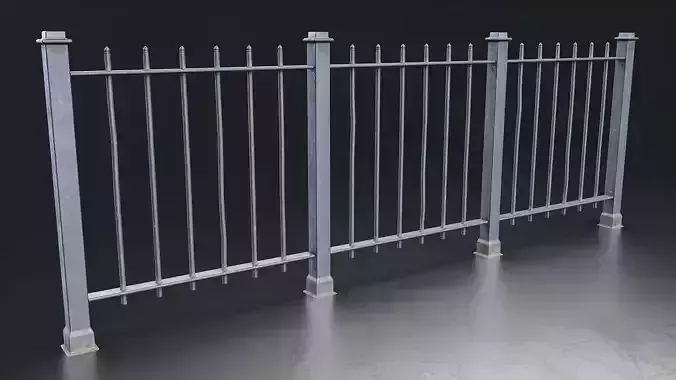 Iron Fence Section 3D Model Low-poly 3D model