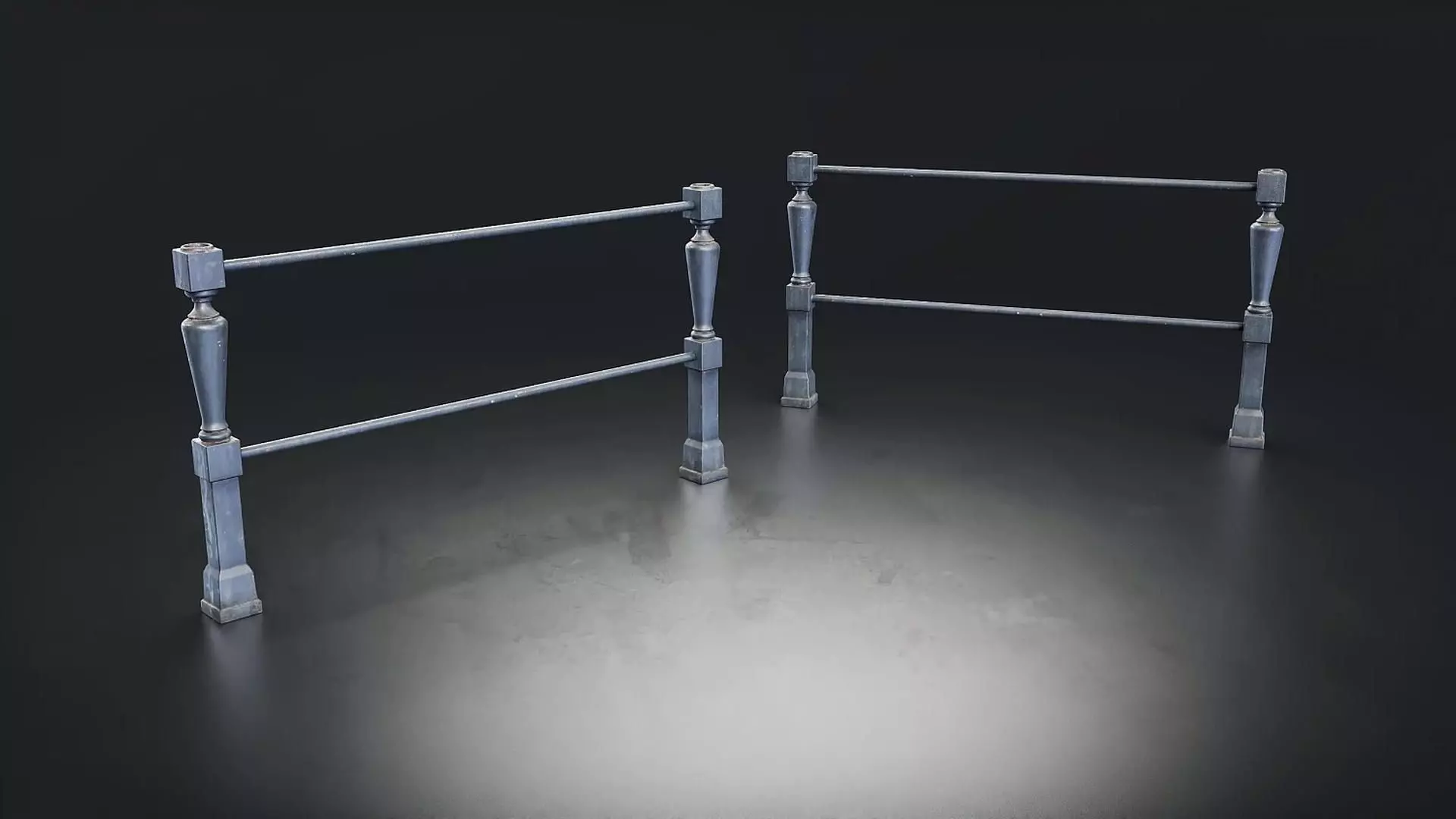 Vintage Metal Railing Set Low-poly 3D model