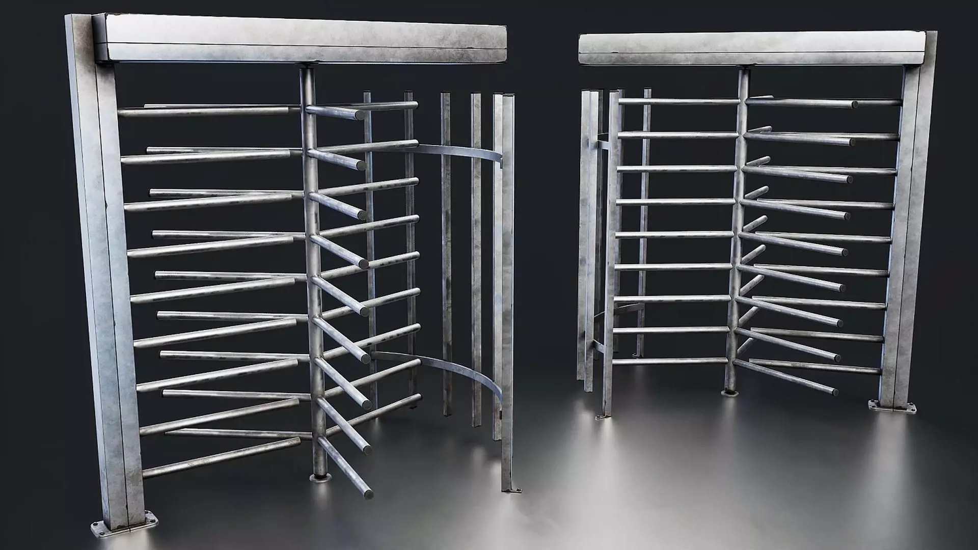 Industrial Turnstile Gate 3D Model Low-poly 3D model