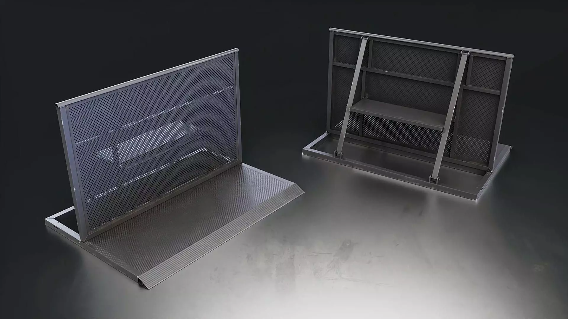 Metal Crowd Control Barrier Low-poly 3D model
