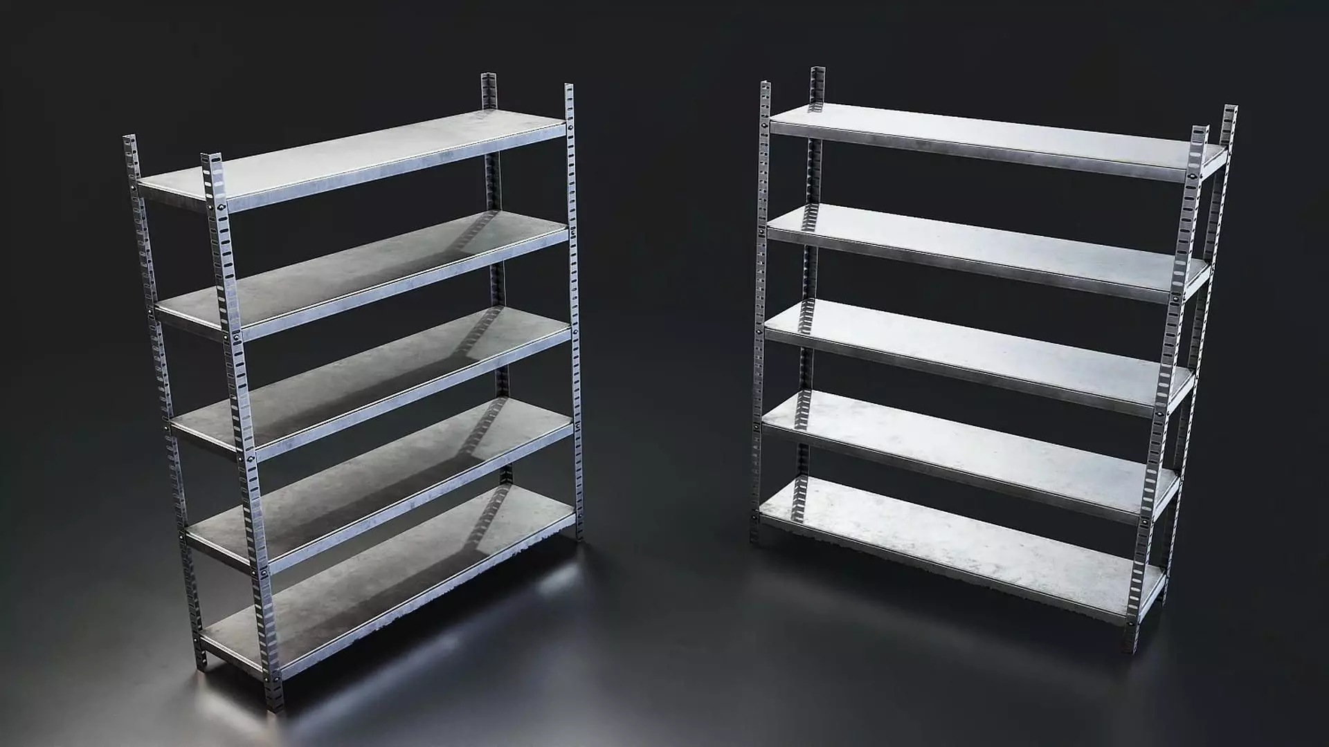Industrial Metal Shelf Rack Low-poly 3D model