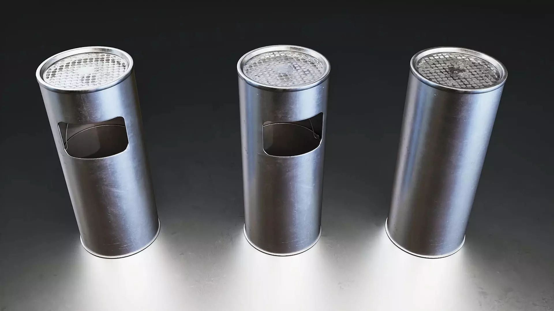 Metal Trash Can Low-poly 3D model