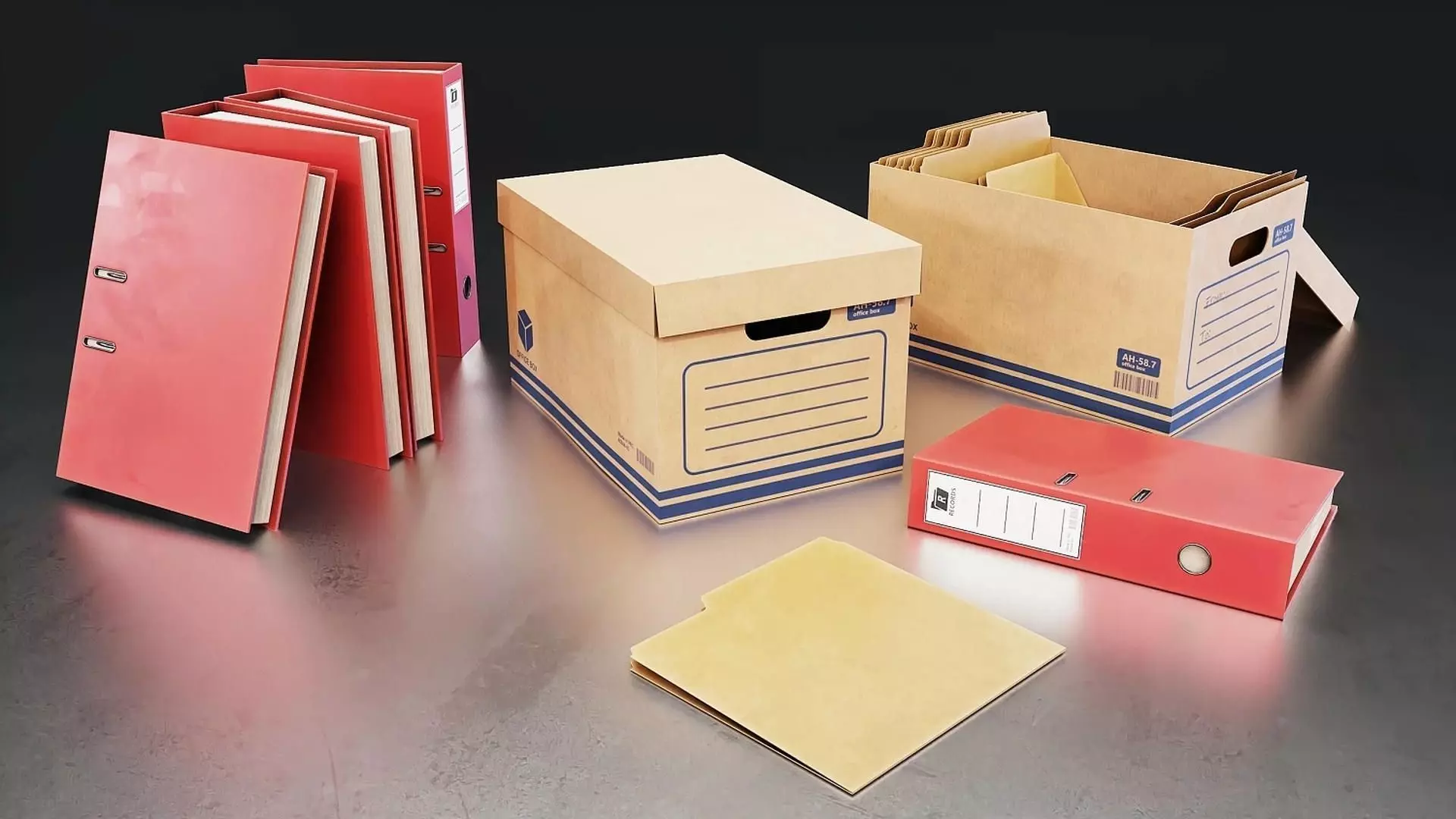 Office Archive Storage Set Low-poly 3D model