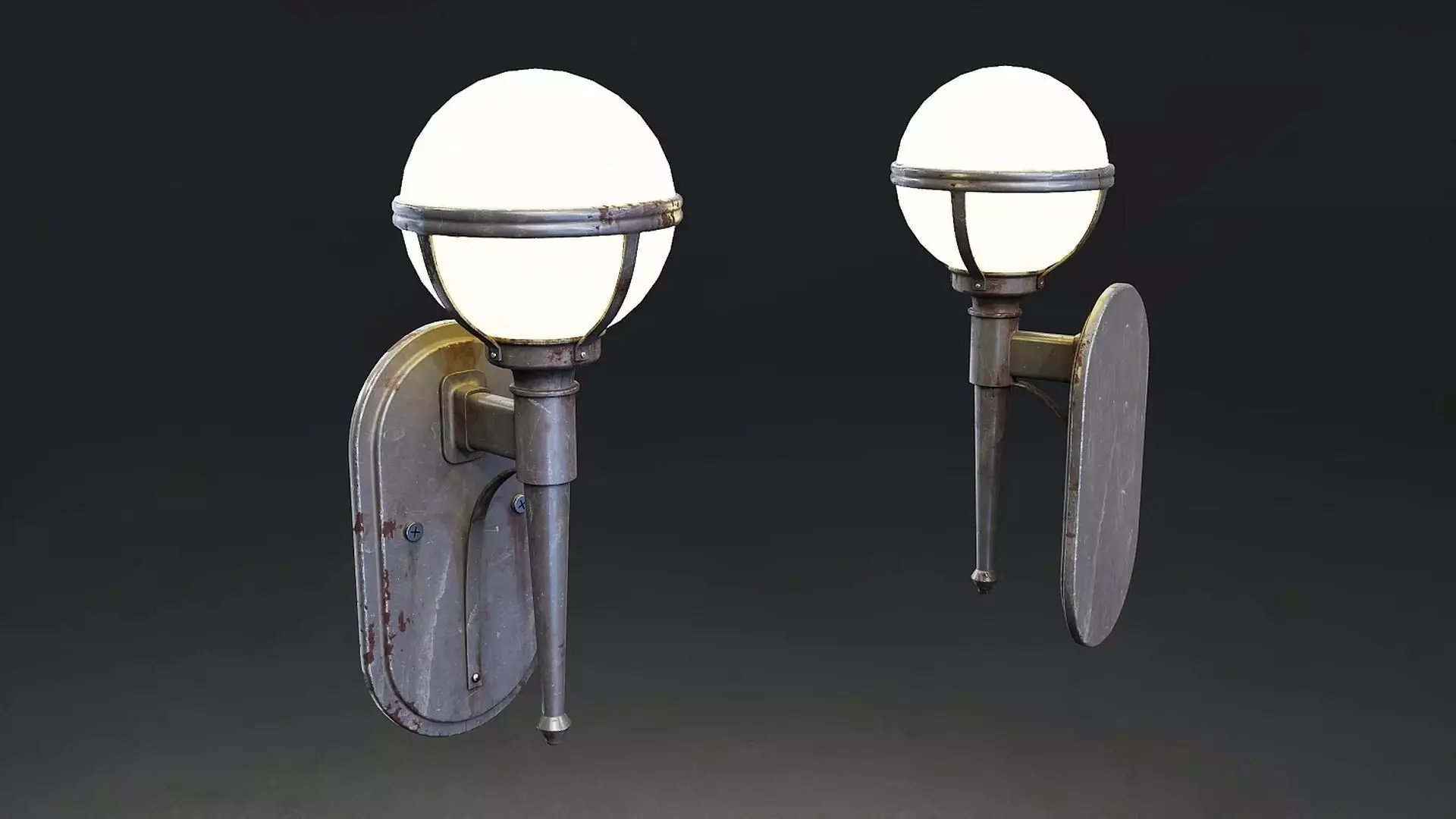 Vintage Industrial Wall Sconce Lamp Low-poly 3D model