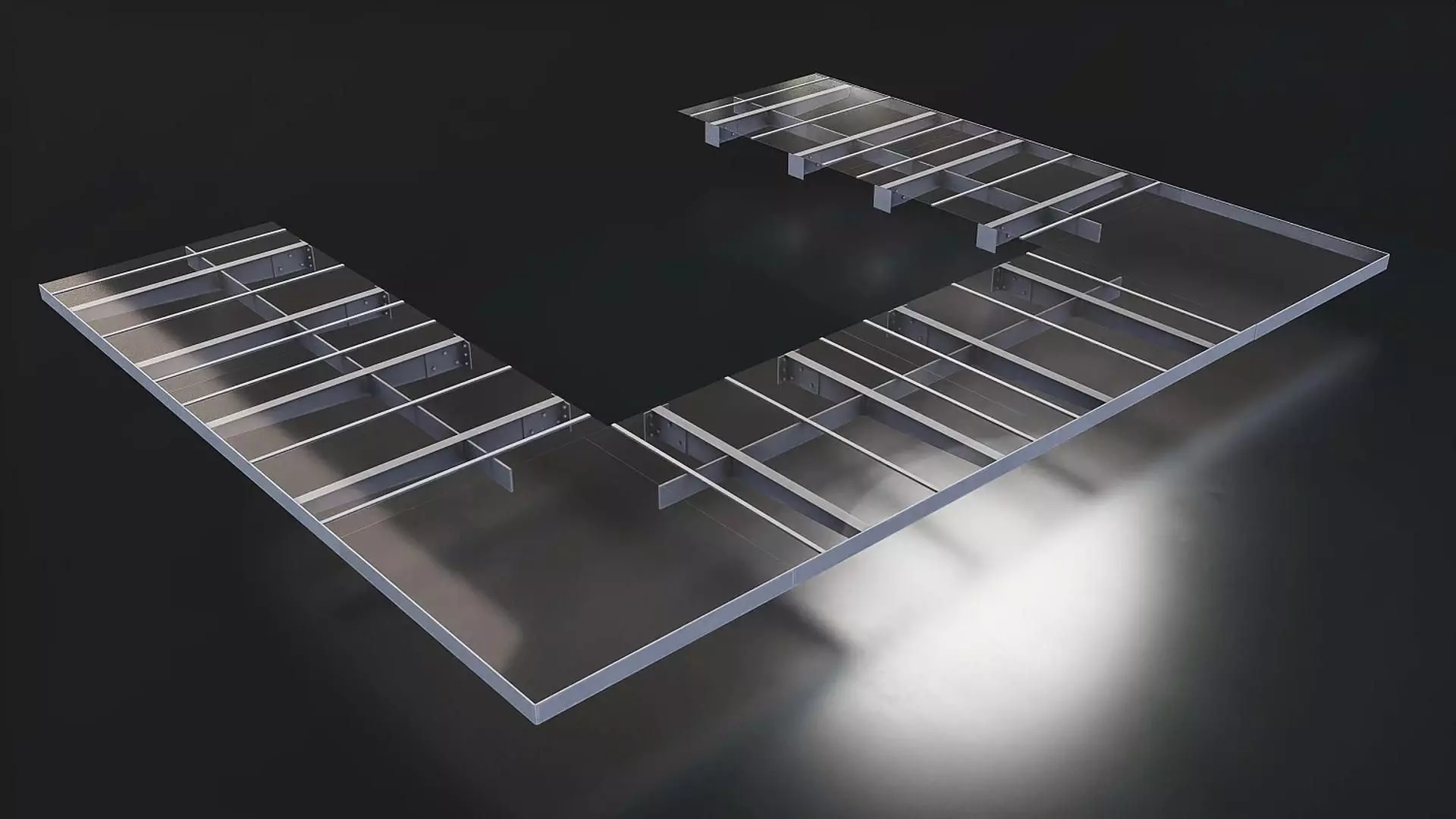 Modular Metal Structure Floor Plate Set Low-poly 3D model