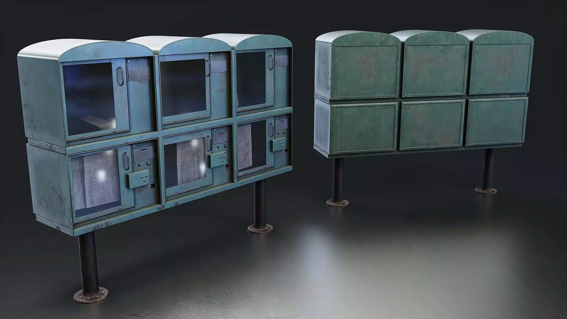 Vintage Newspaper Vending Machines Low-poly 3D model