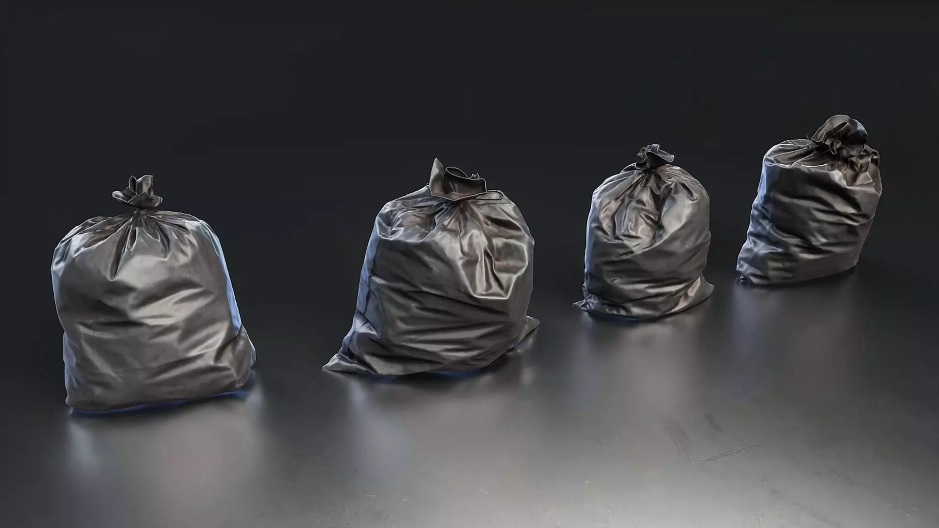 Garbage Bag Set Low-poly 3D model
