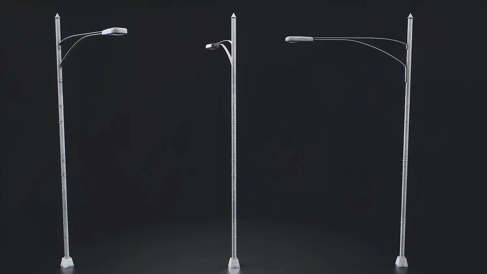 Street and Park Lamp Post Set Low-poly 3D model