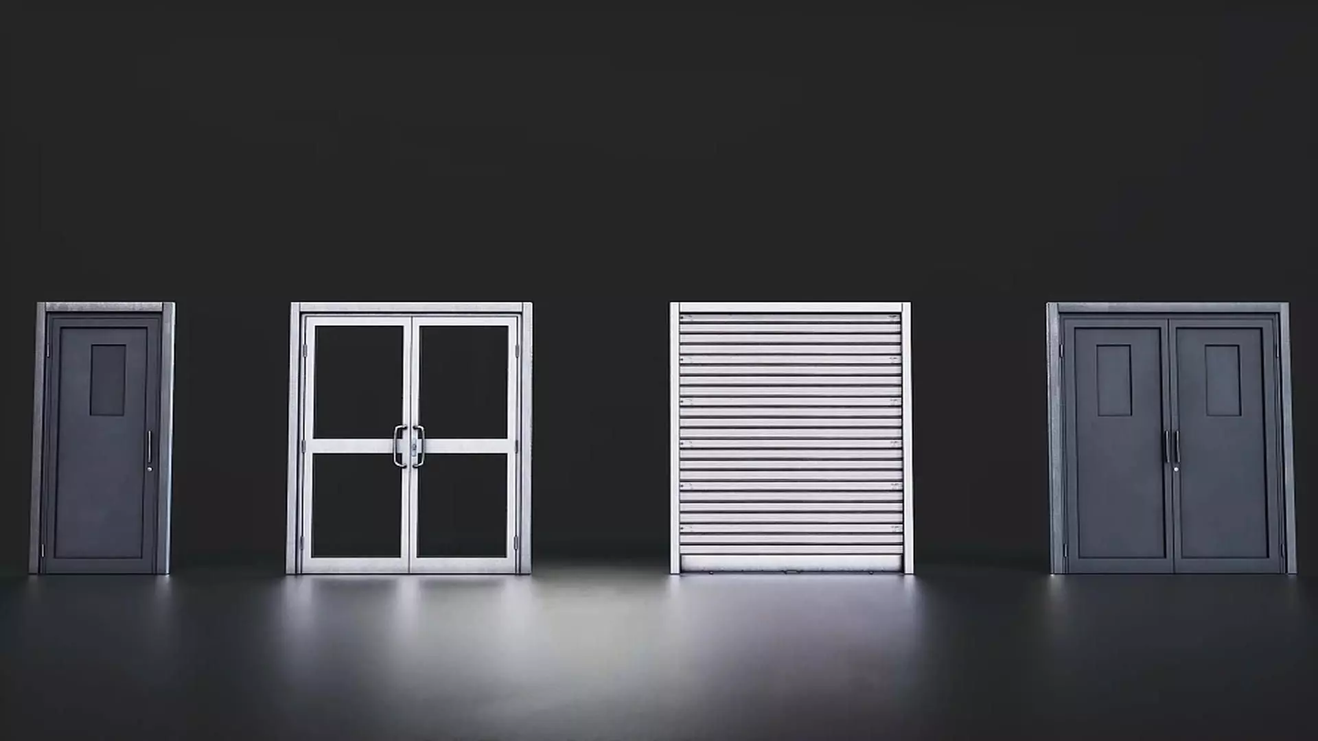 Modern Industrial Door Set Low-poly 3D model
