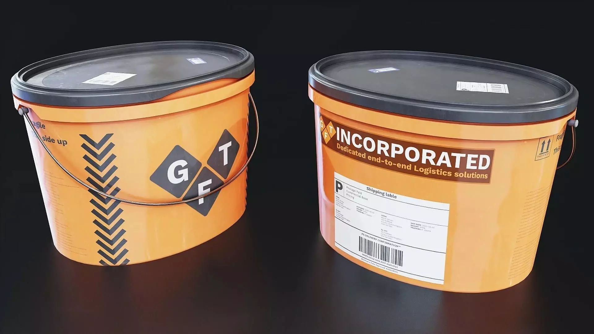 Logistics Plastic Shipping Bucket Set Low-poly 3D model