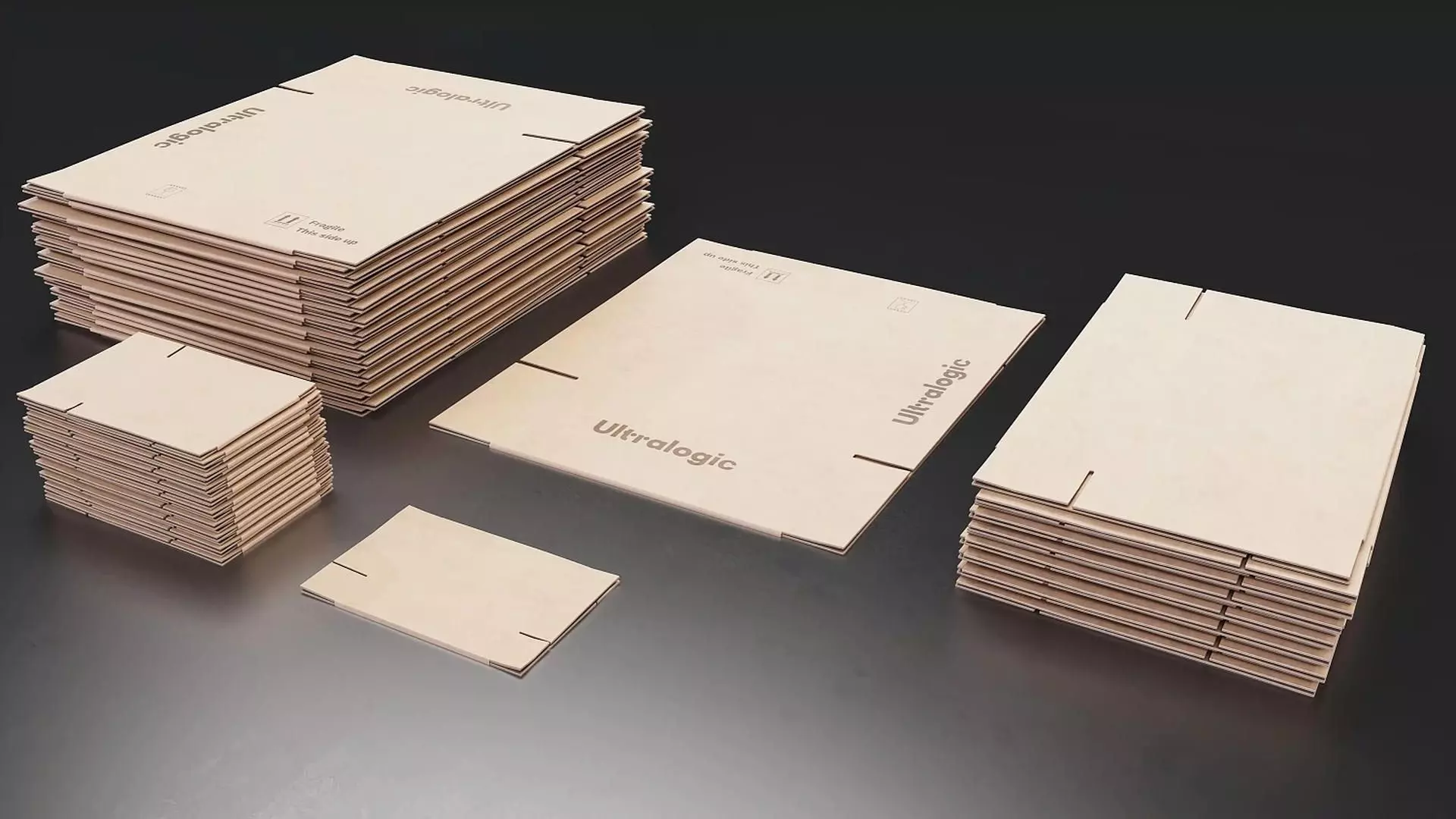 Cardboard Shipping Box Stack Set - 2 Low-poly 3D model