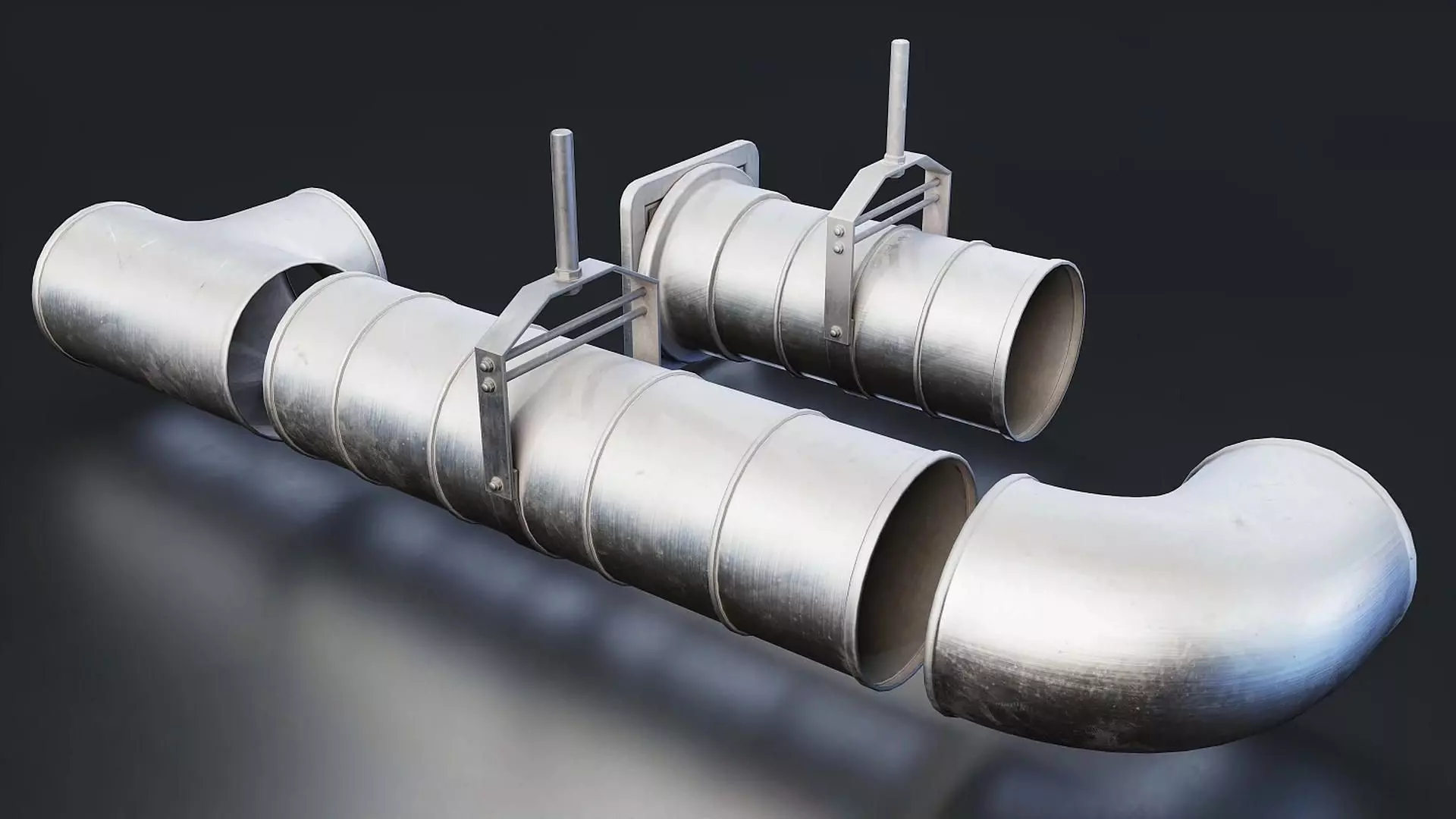Industrial Air Vent Duct Set Low-poly 3D model