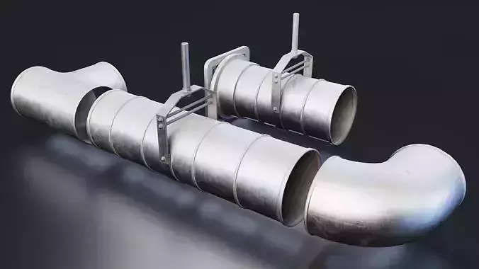 Industrial Air Vent Duct Set Low-poly 3D model