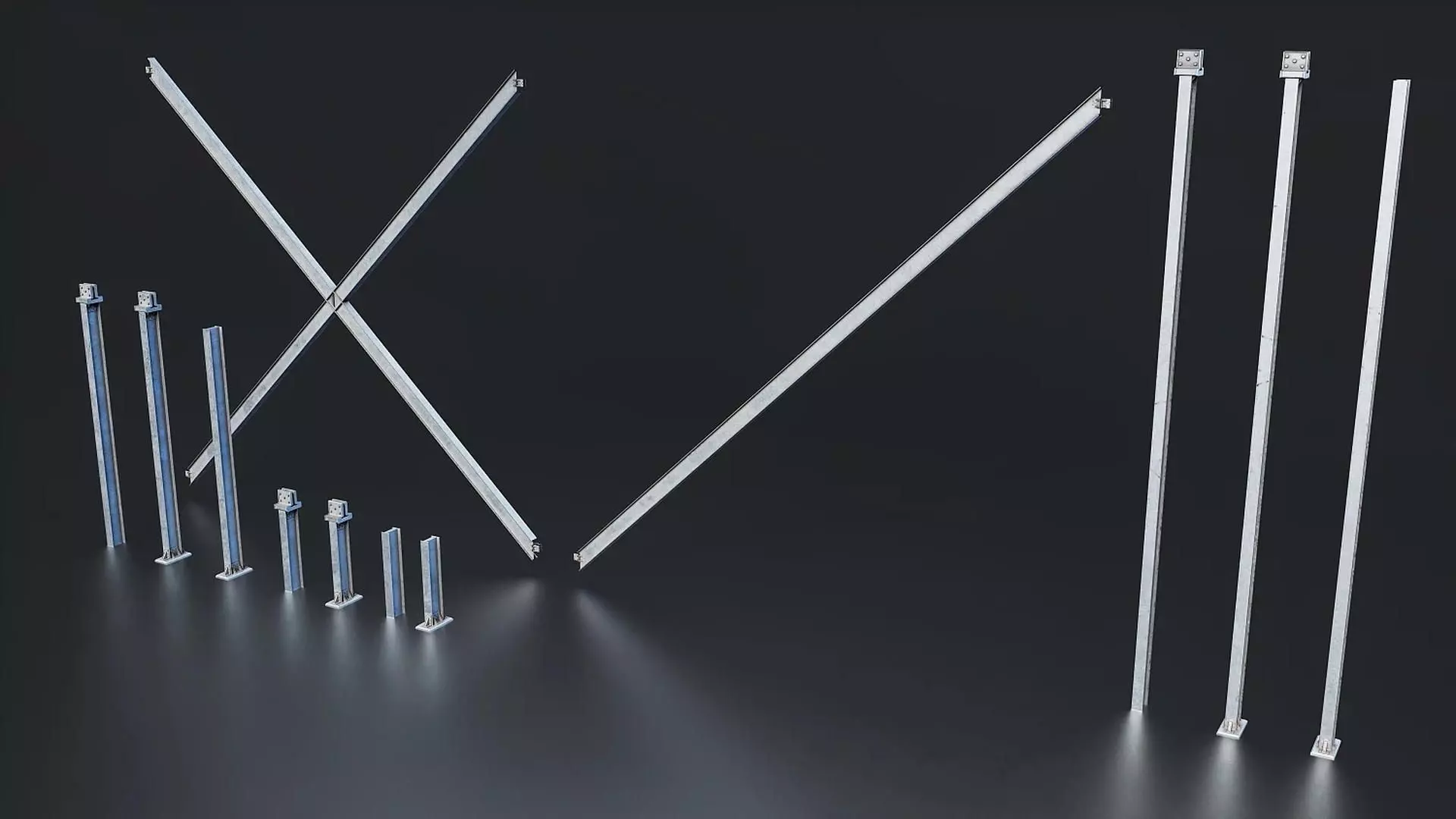 Steel Structural Beam Set - 2 Low-poly 3D model