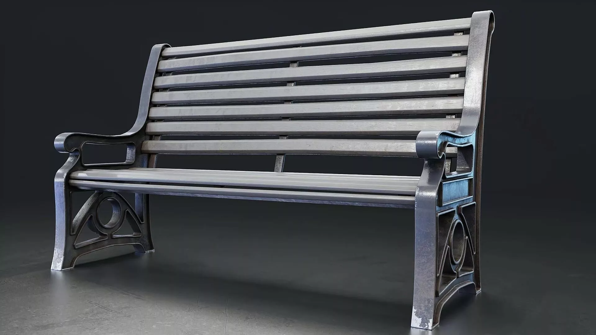 Classic Metal Park Bench Low-poly 3D model