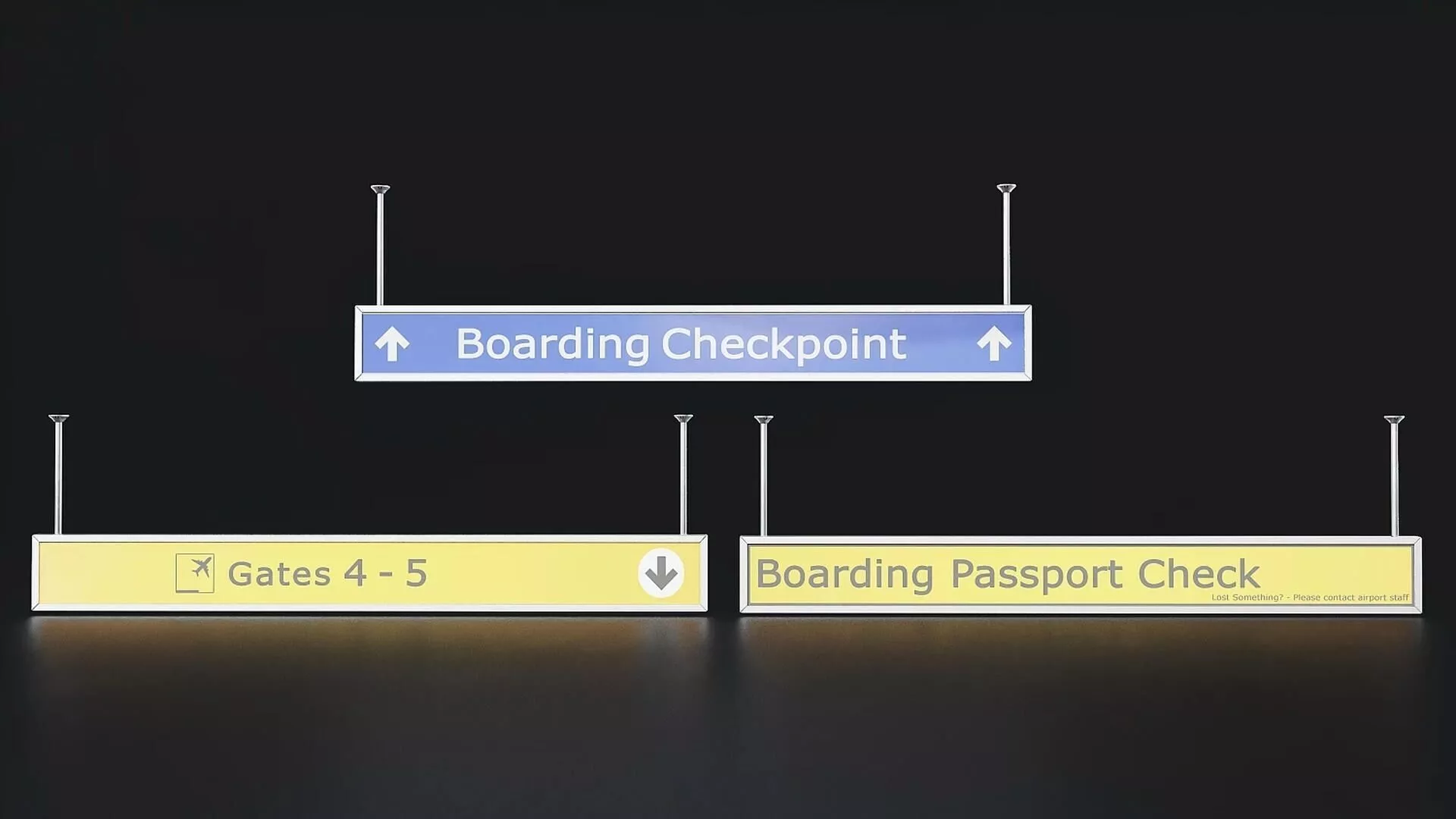 Airport Boarding Signs 3D Model Low-poly 3D model