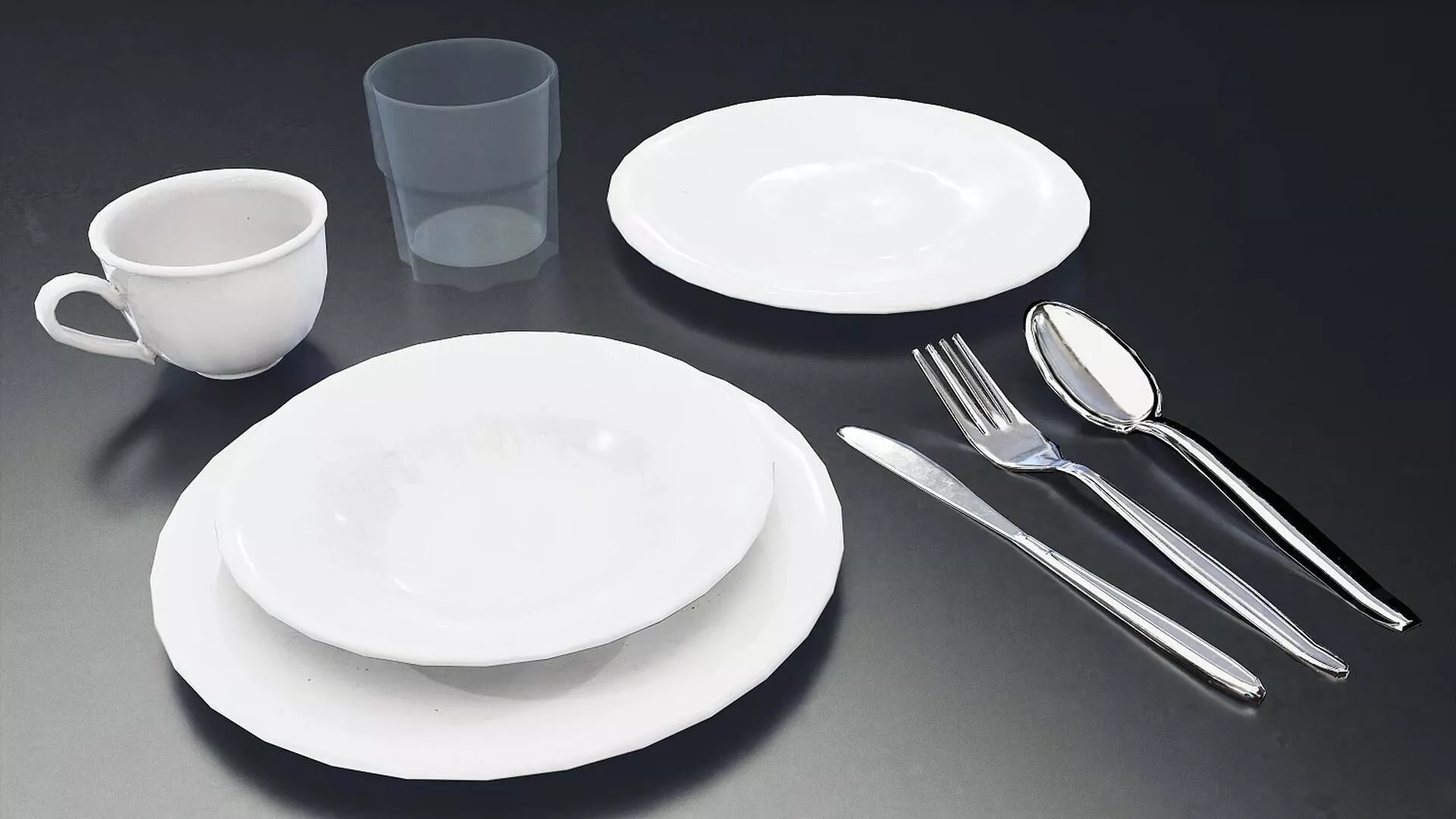 Tableware Set 3D Model Low-poly 3D model
