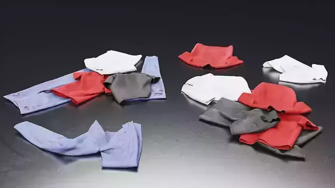 Folded Clothes Set 3D Model - 2 Low-poly 3D model
