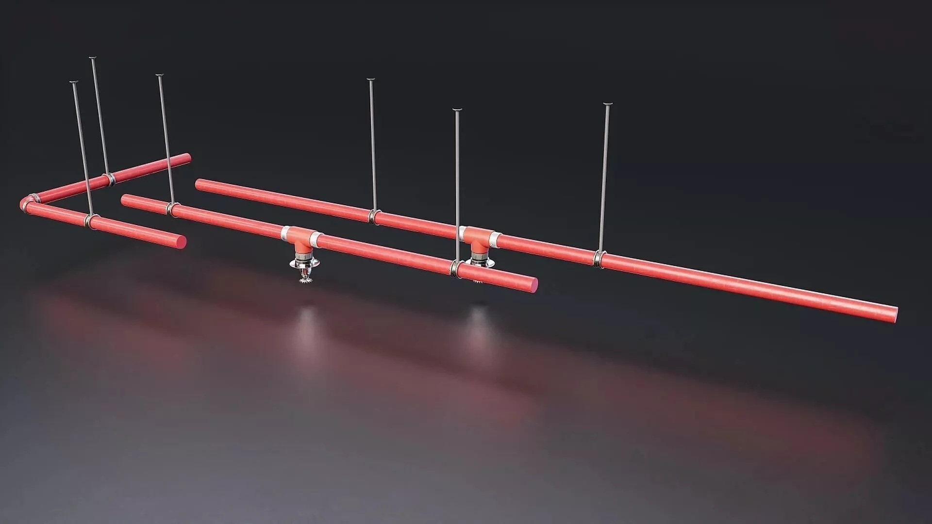 Fire Sprinkler Pipe System 3D Model Low-poly 3D model