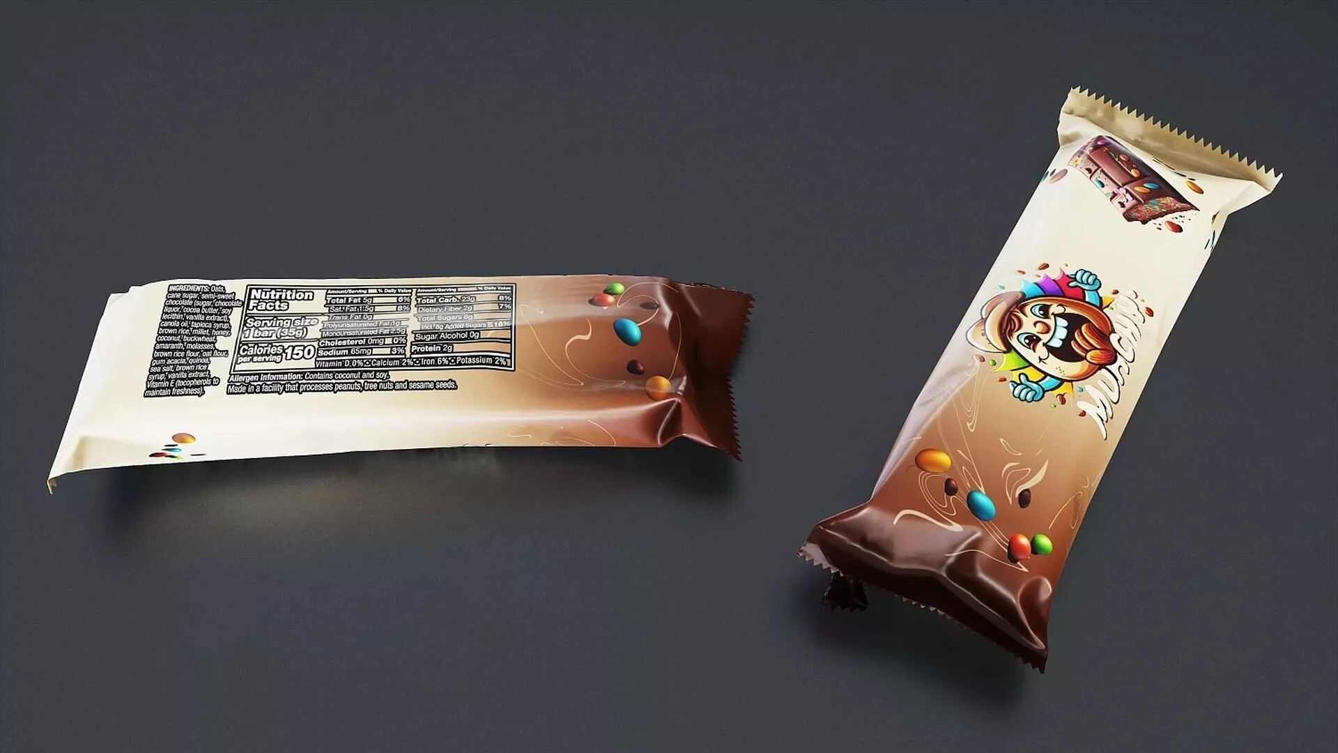 Chocolate Candy Bar Wrapper 3D Model Low-poly 3D model