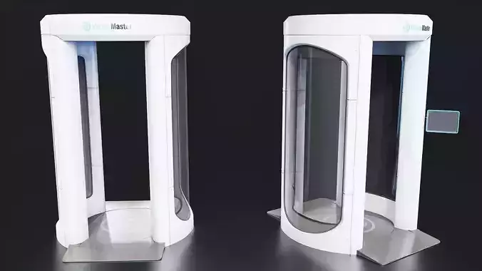 Futuristic Glass Security Scanner Booth Low-poly 3D model