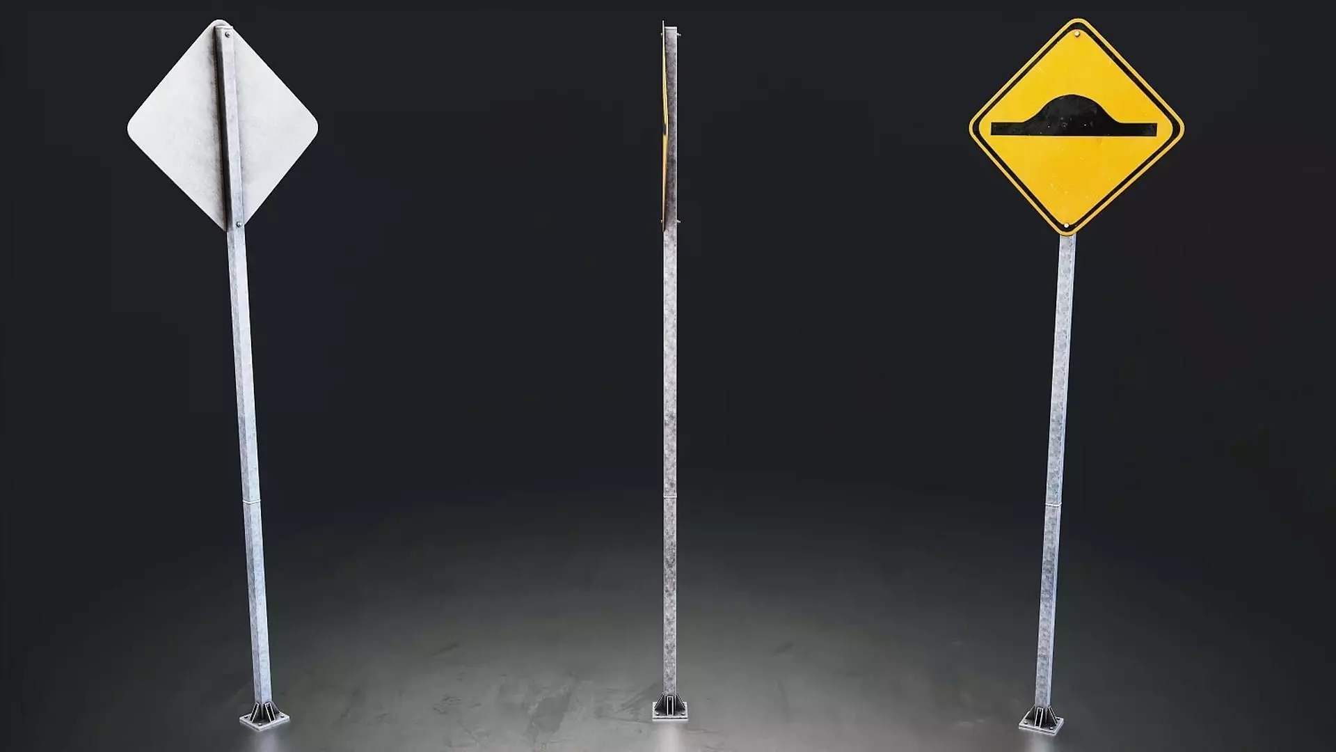 Speed Bump Road Sign 3D Model Low-poly 3D model