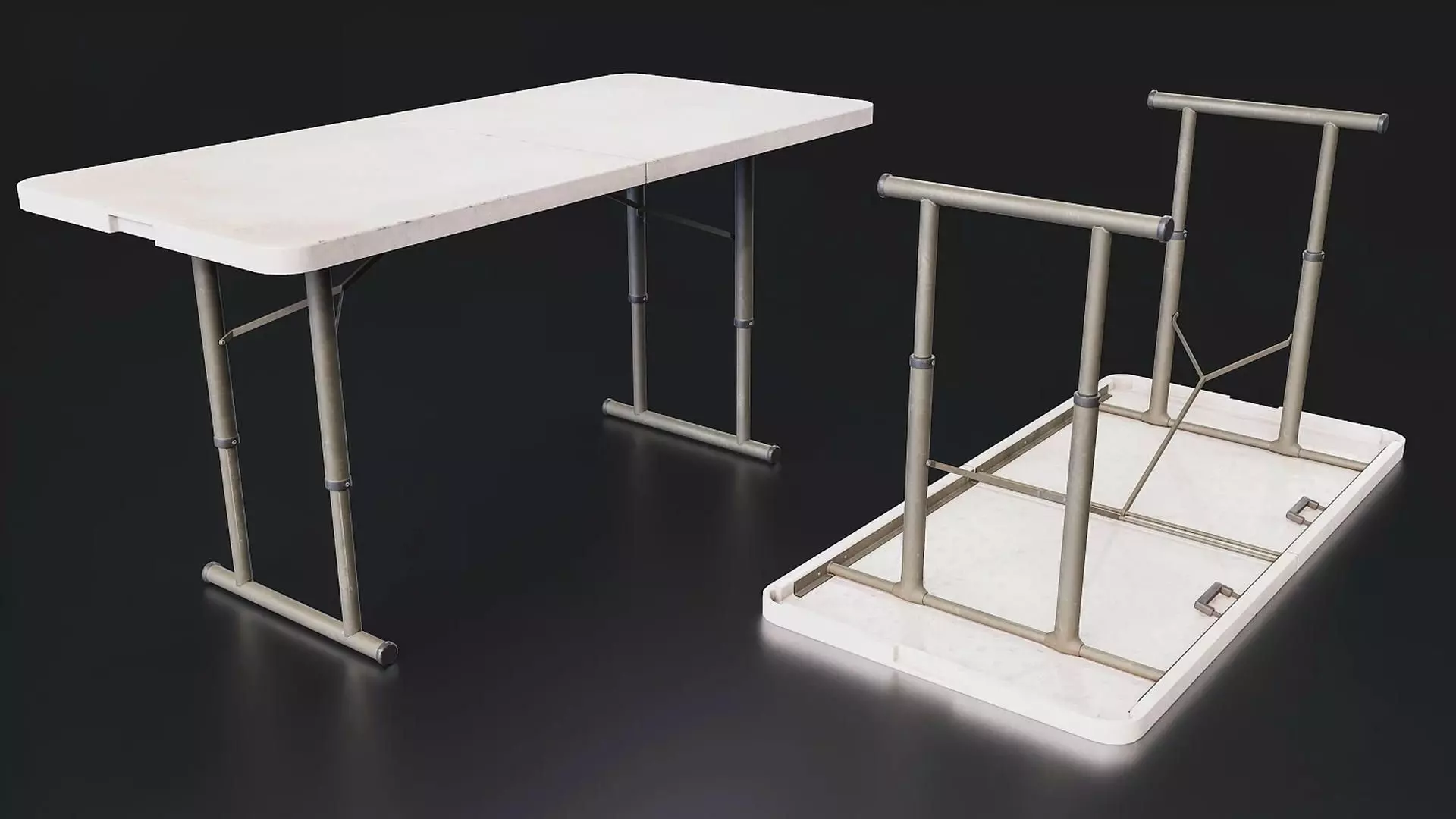 Folding Utility Table 3D Model Low-poly 3D model