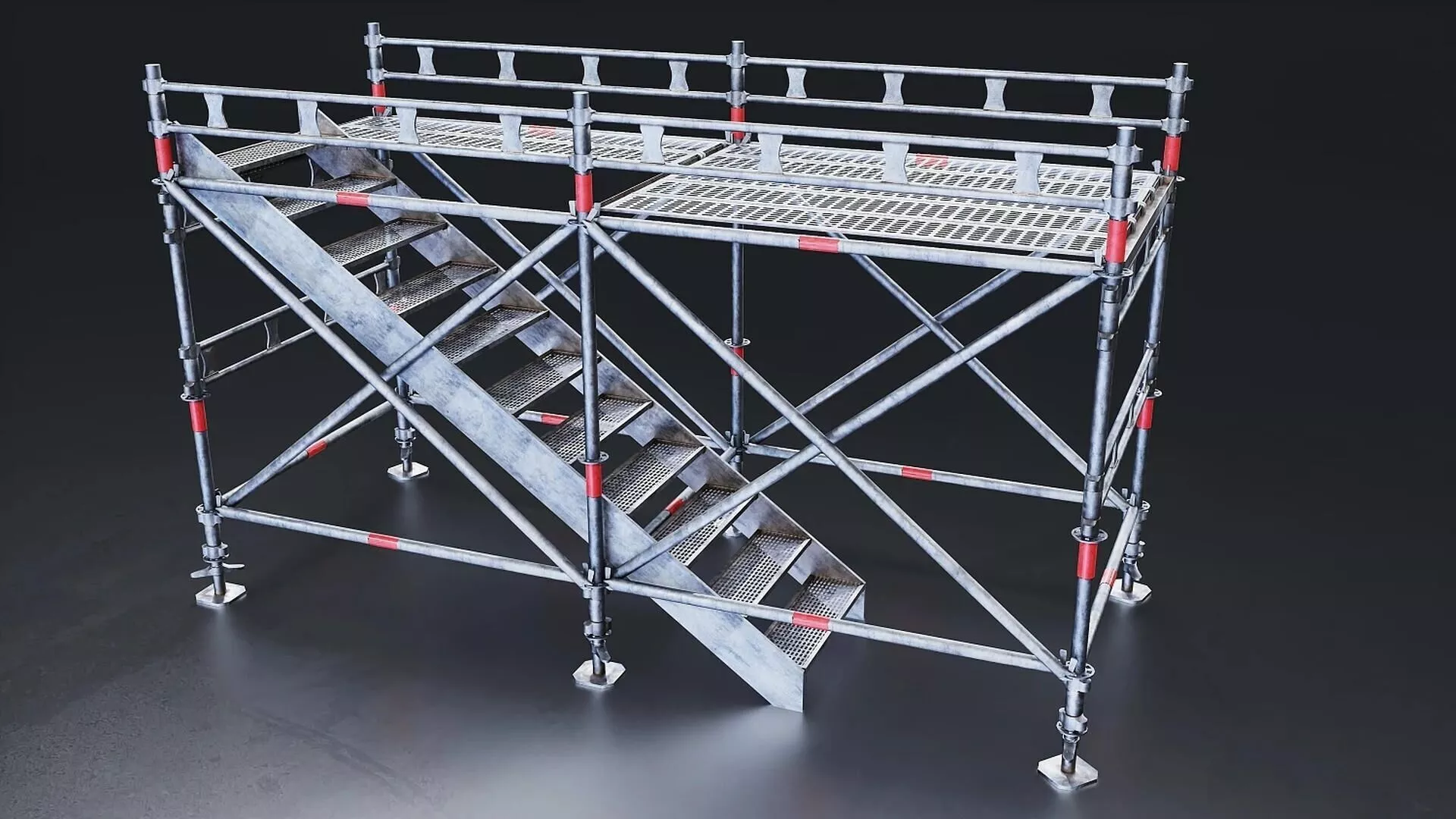 Construction Scaffolding Structure with stair Low-poly 3D model