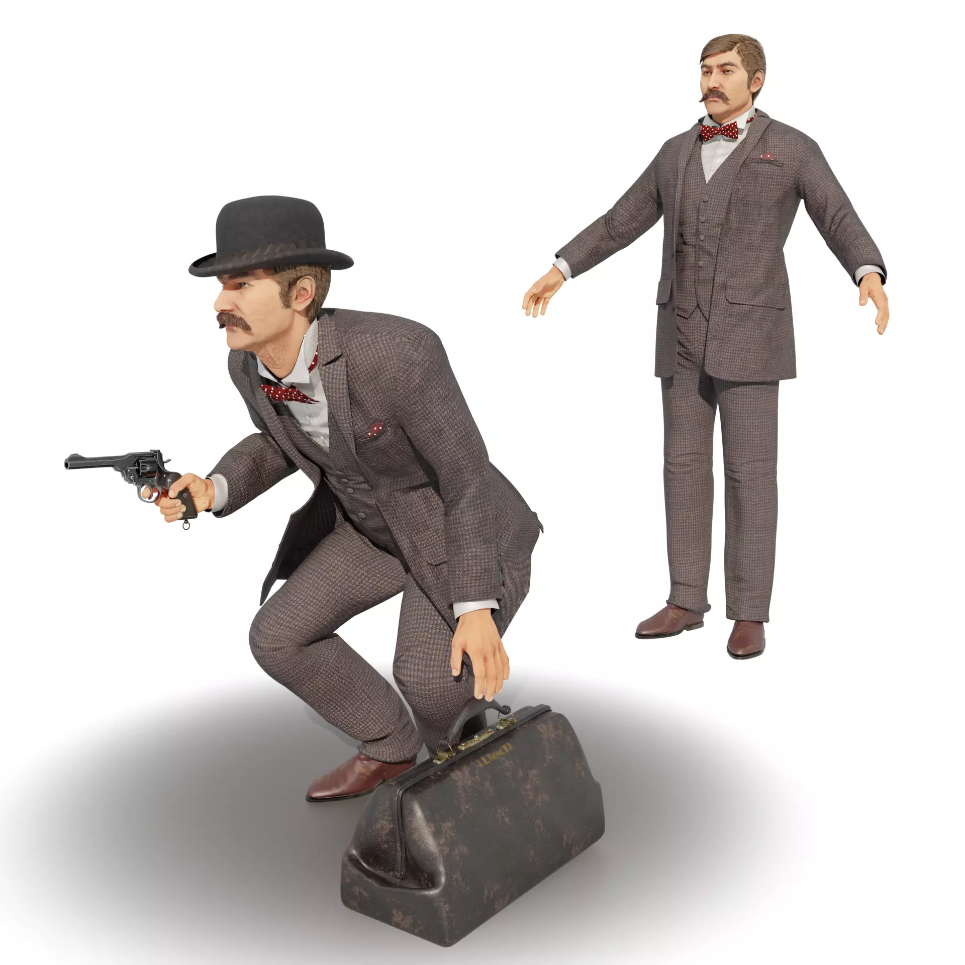 John Watson MD - Victorian Gentleman - Body and Face Rigged Low-poly 3D model