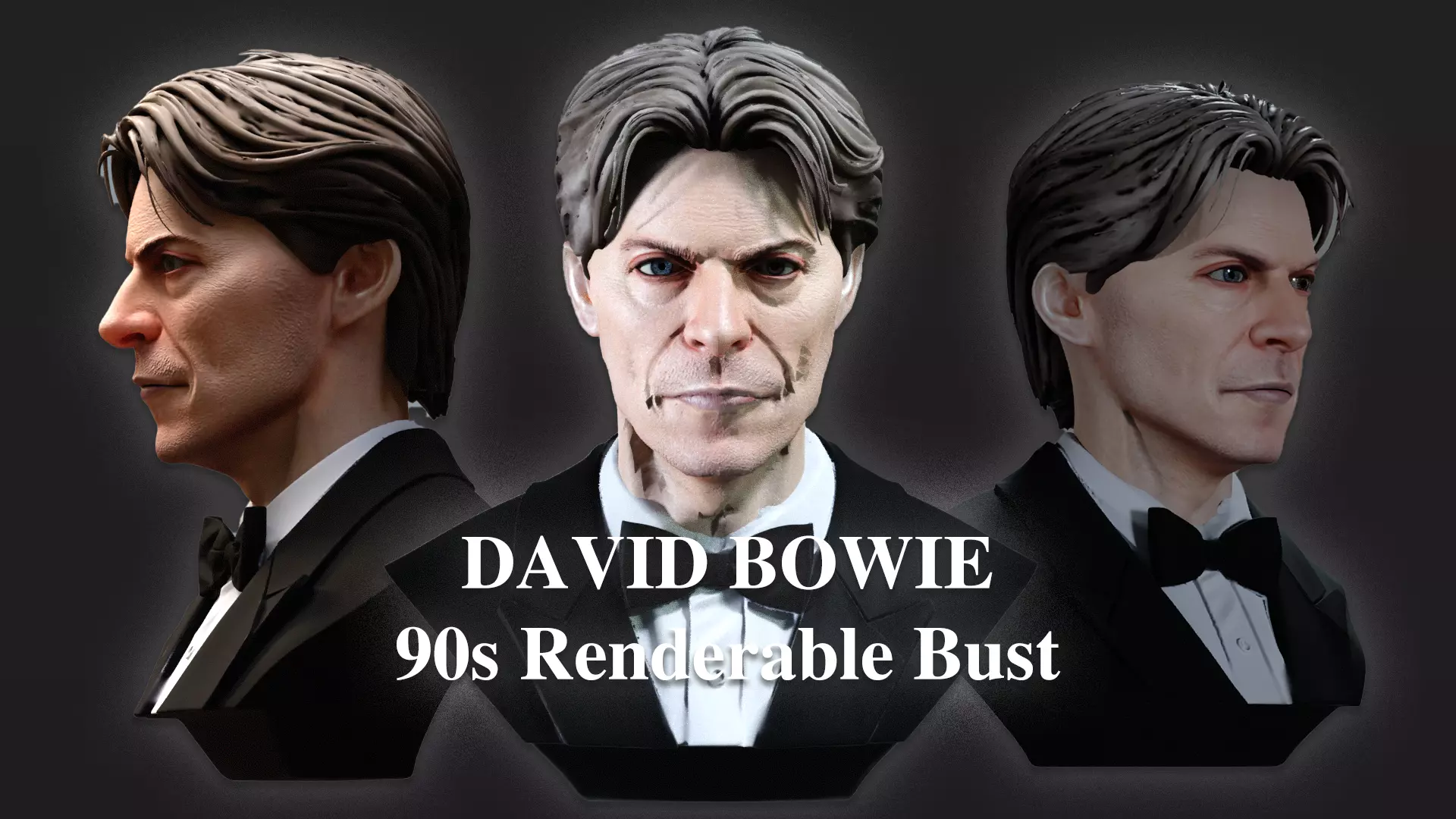 DAVID BOWIE 90s renderable bust Low-poly 3D model