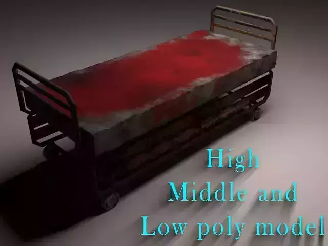 Hospital bed  horror - High  Middle and low Poly