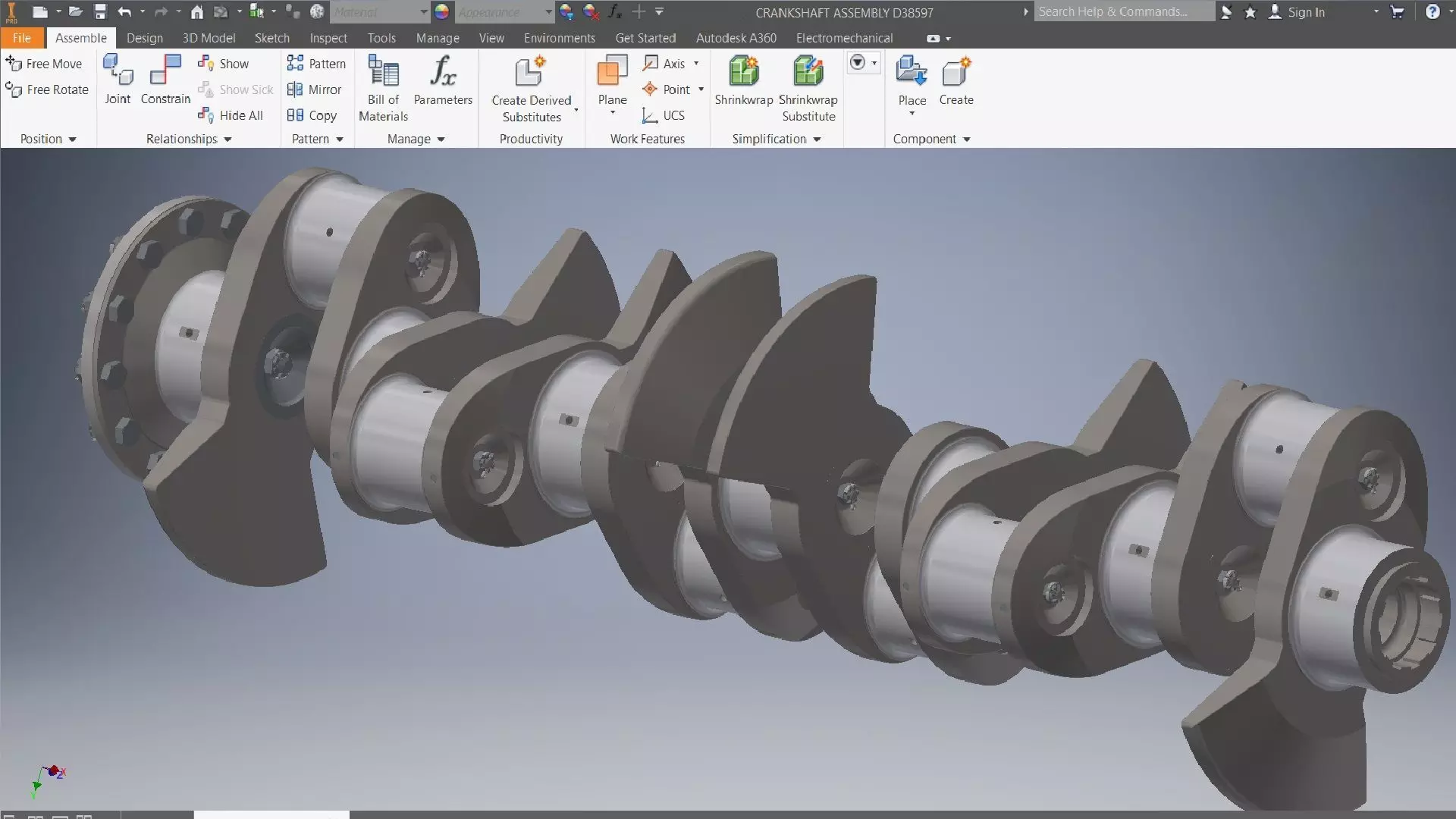 Engine Crankshaft Assembly 3D Model 3D model