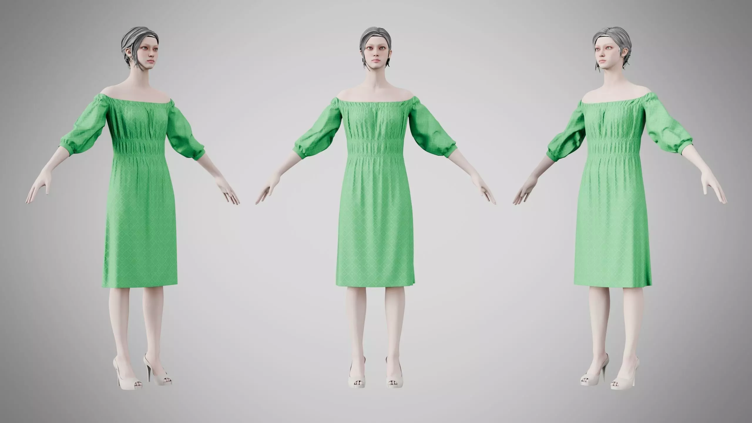 Dress 16 Bud Green Low-poly 3D model