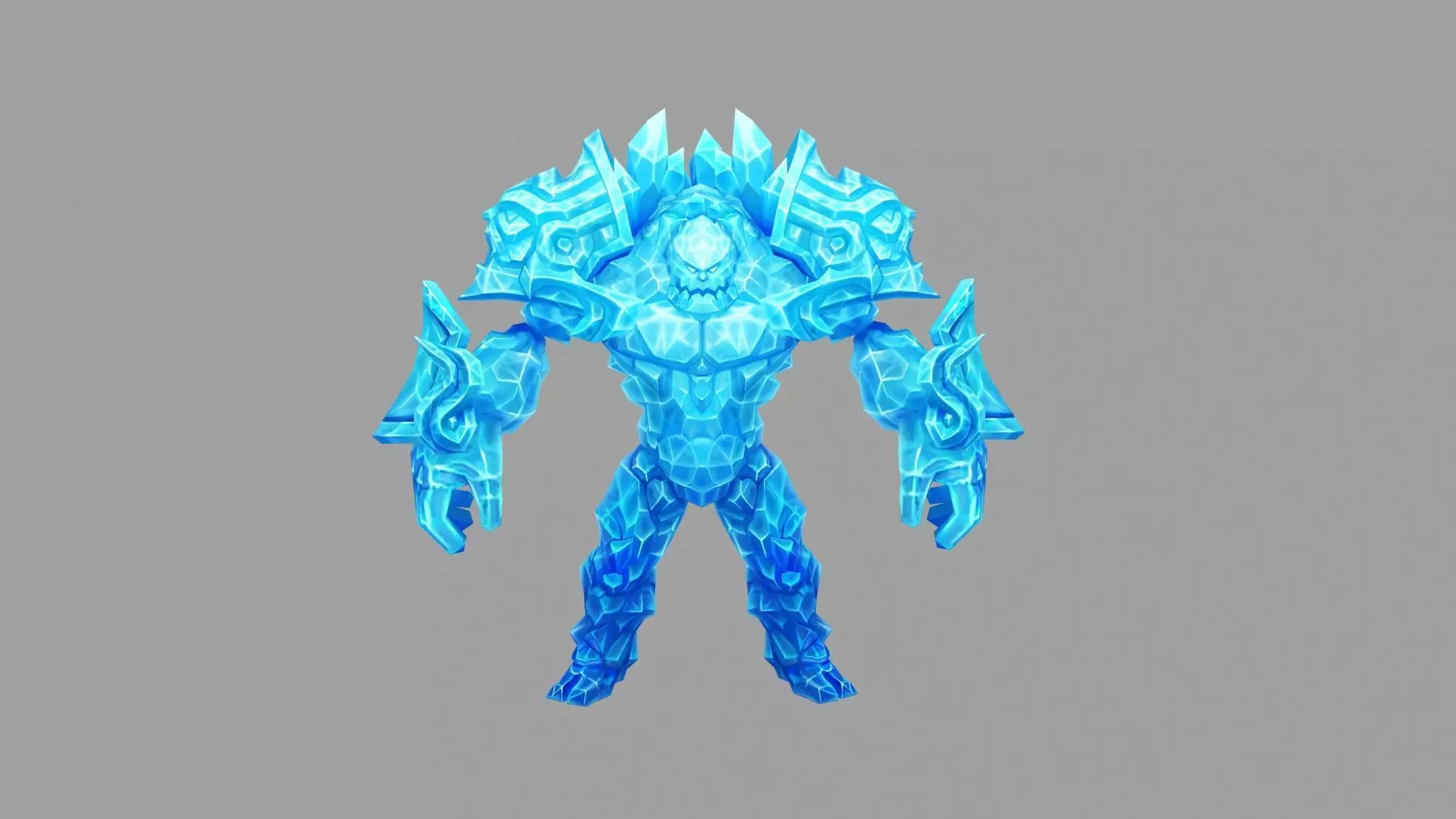 Cartoon ice elemental stone golem Low-poly 3D model