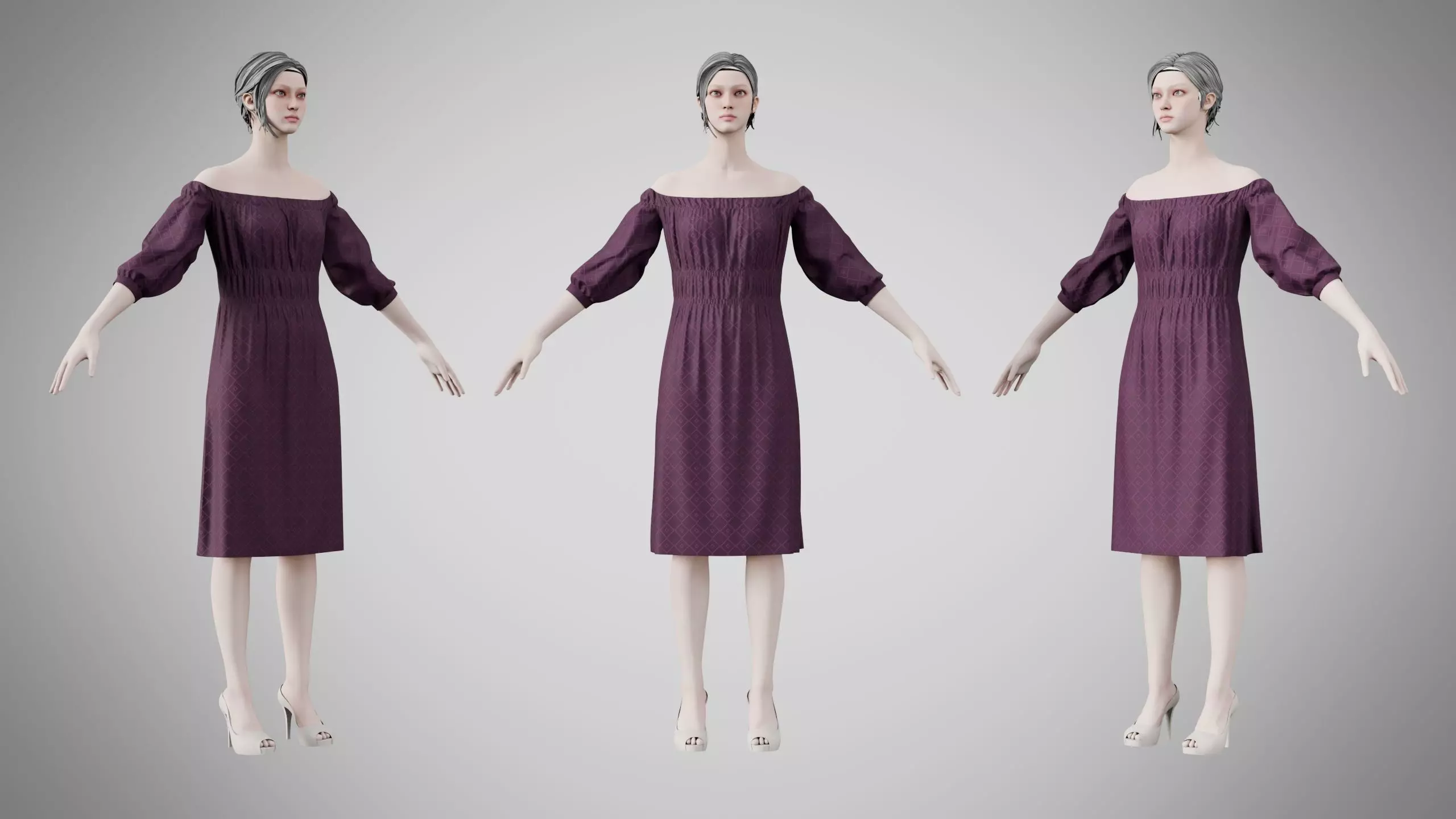 Dress 16 Grape Low-poly 3D model
