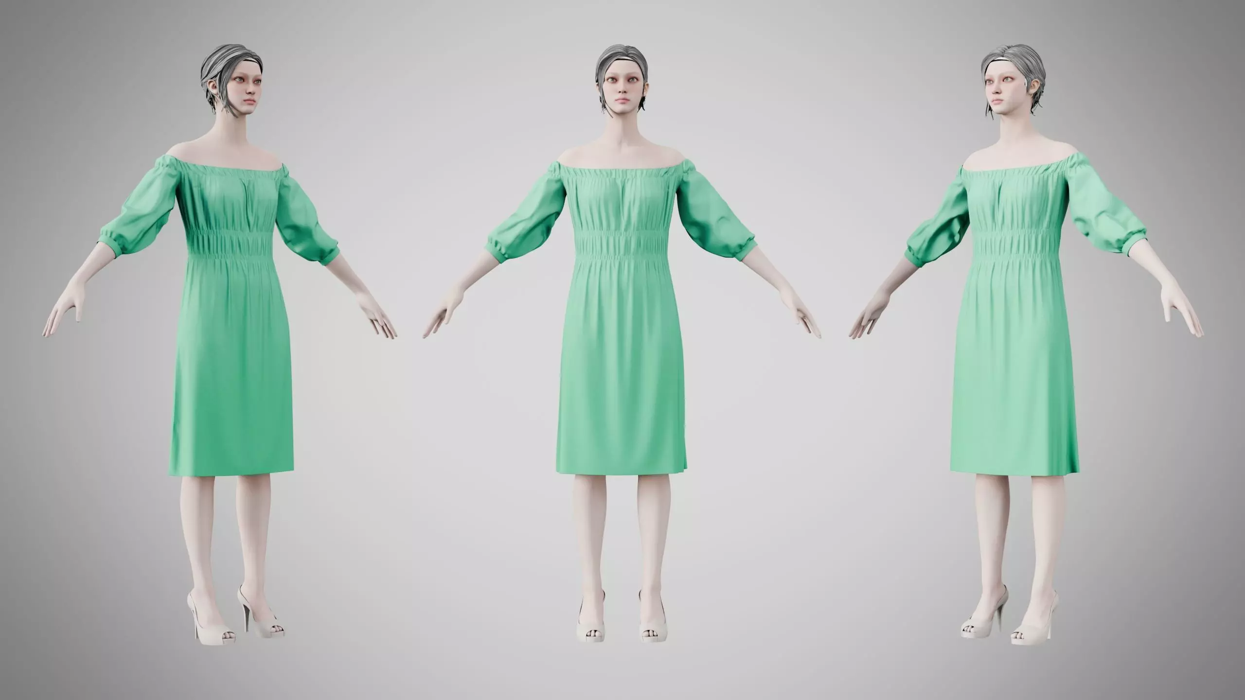 Dress 16 Medium Aquamarine Low-poly 3D model