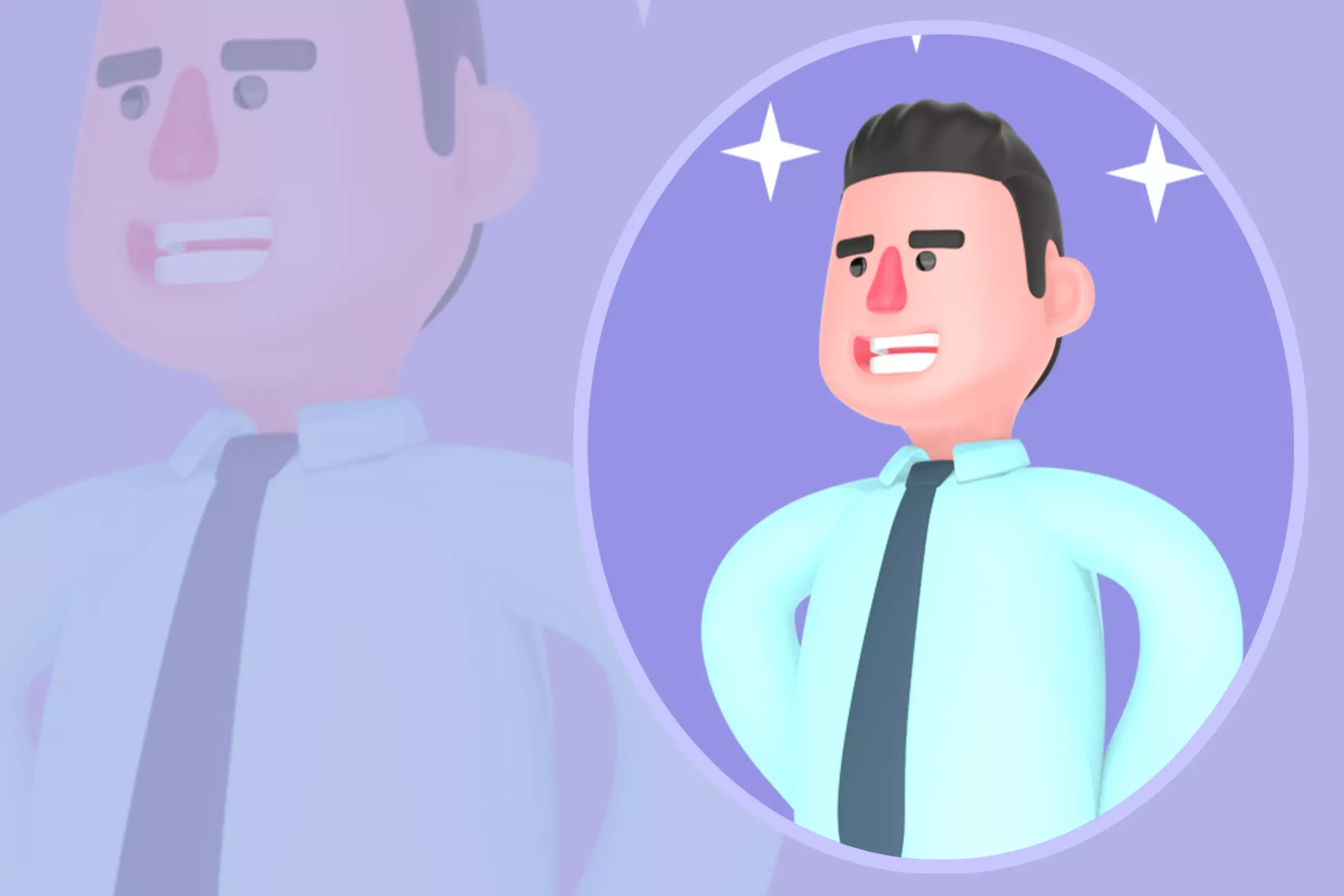 Confident 3D Male Financial Analyst Character-Cartoon Proud Pose 3D model