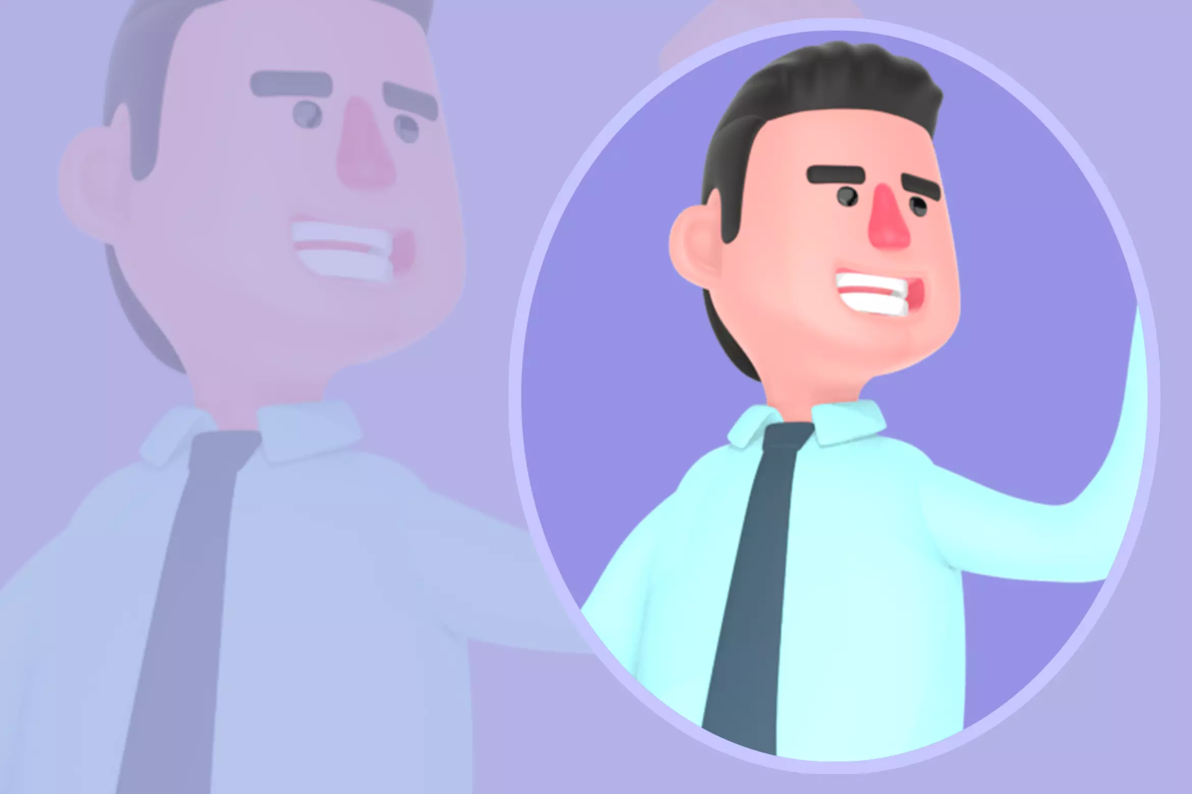Excited 3D Male Financial Analyst Character-Cartoon Success Jump 3D model
