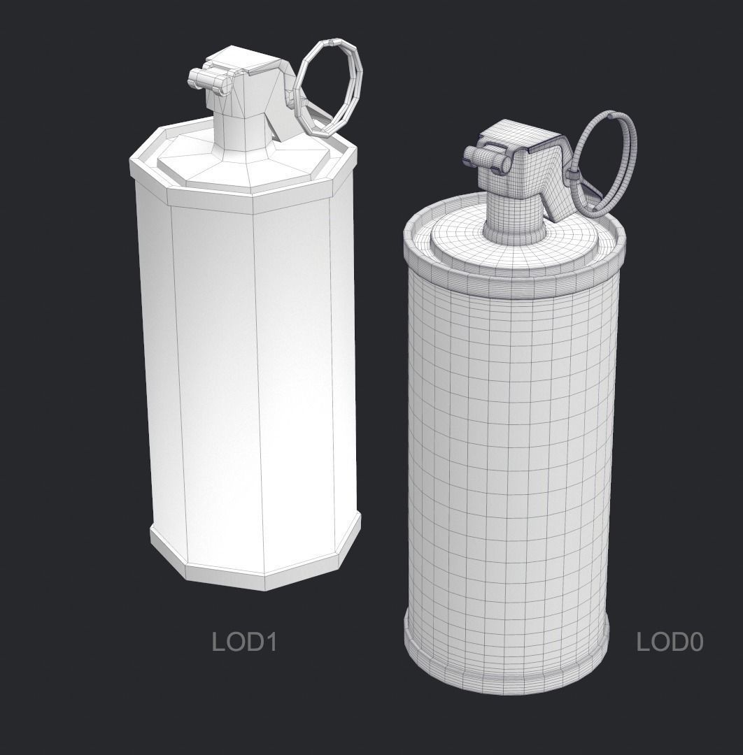 Tear Gas Grenade PBR Game Ready Low-poly 3D model_3