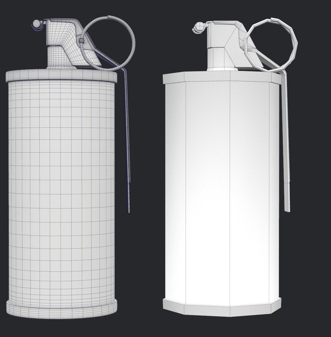 Tear Gas Grenade PBR Game Ready Low-poly 3D model_4