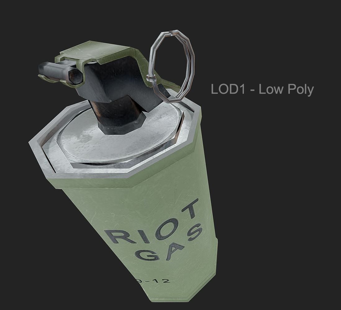 Tear Gas Grenade PBR Game Ready Low-poly 3D model_2