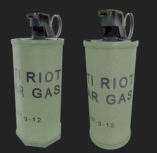 Tear Gas Grenade PBR Game Ready Low-poly 3D model