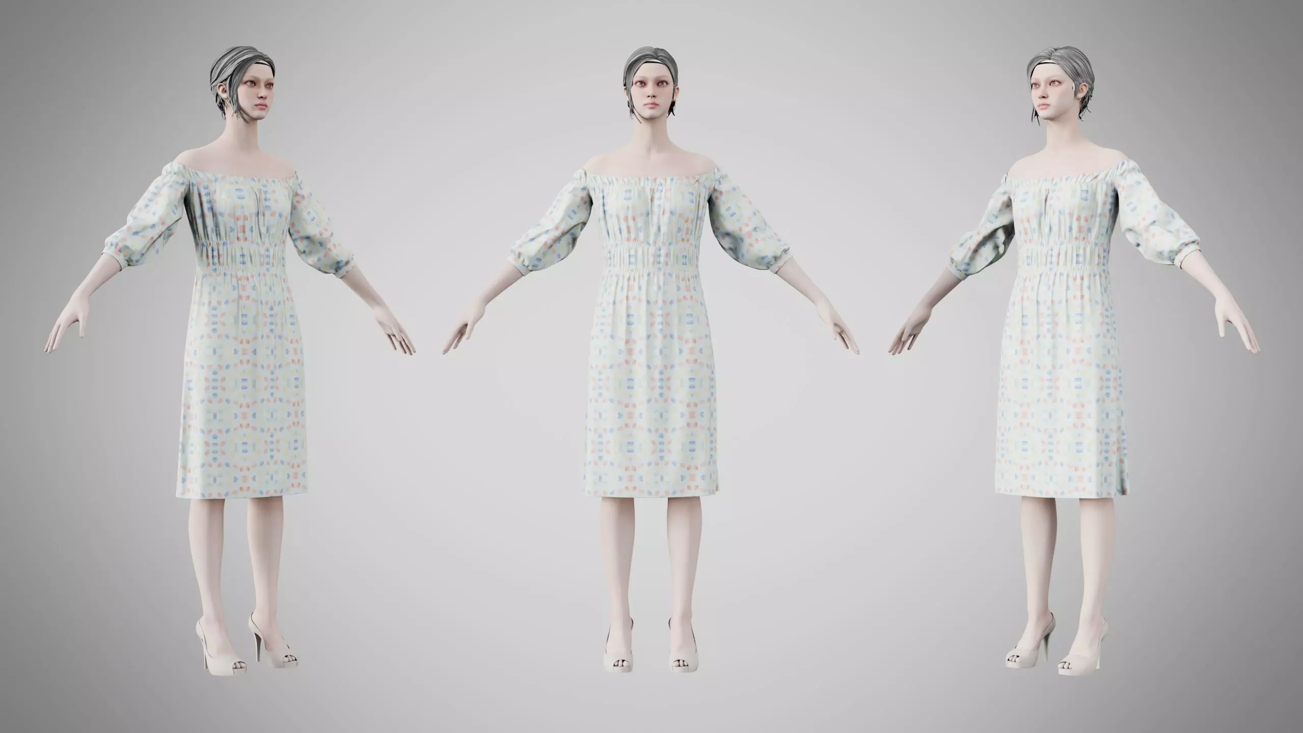 Dress 16 Aqua Meadow Mosaic Low-poly 3D model