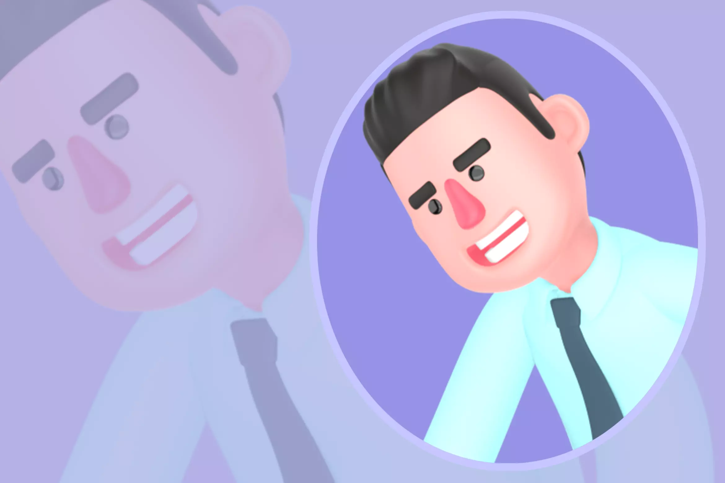 Tense 3D Male Financial Analyst Character - Cartoon Money Bag 3D model