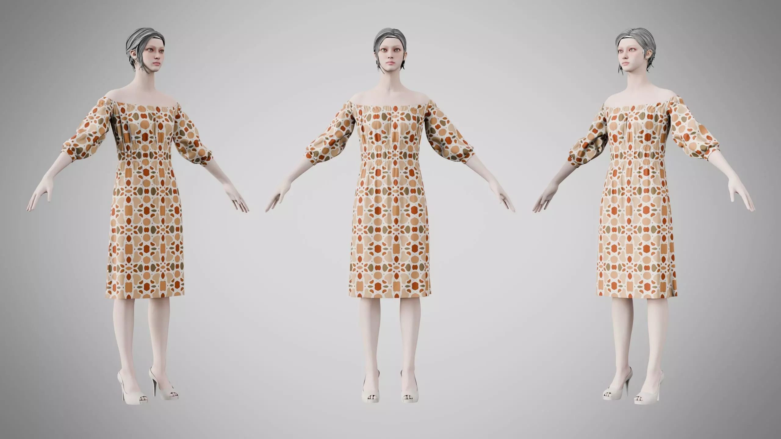 Dress 16 Terracotta Pebble Pattern Low-poly 3D model